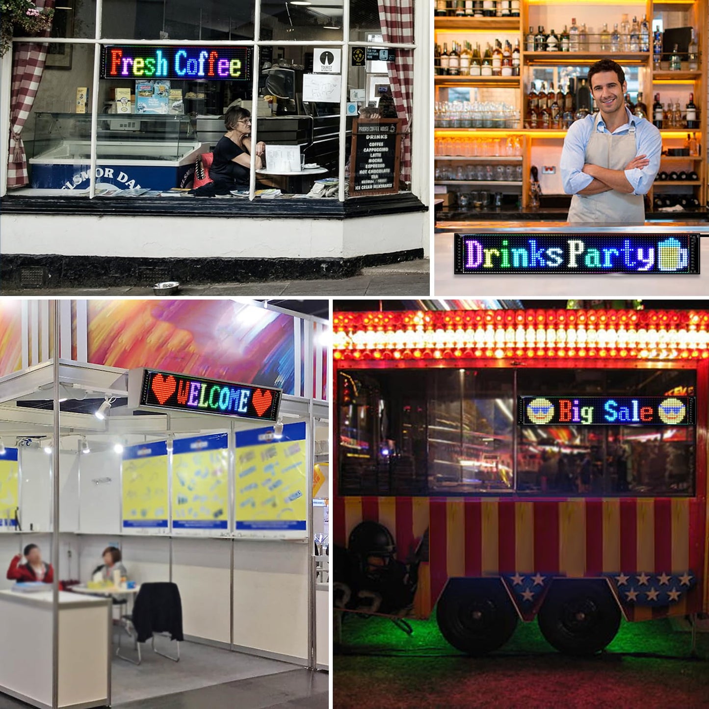 Programmable LED Signs,Flexible Scrolling LED Display,Bluetooth APP Control,Edit Text, Graffiti,Animations,for Car,Bar,Store (23"x 5")