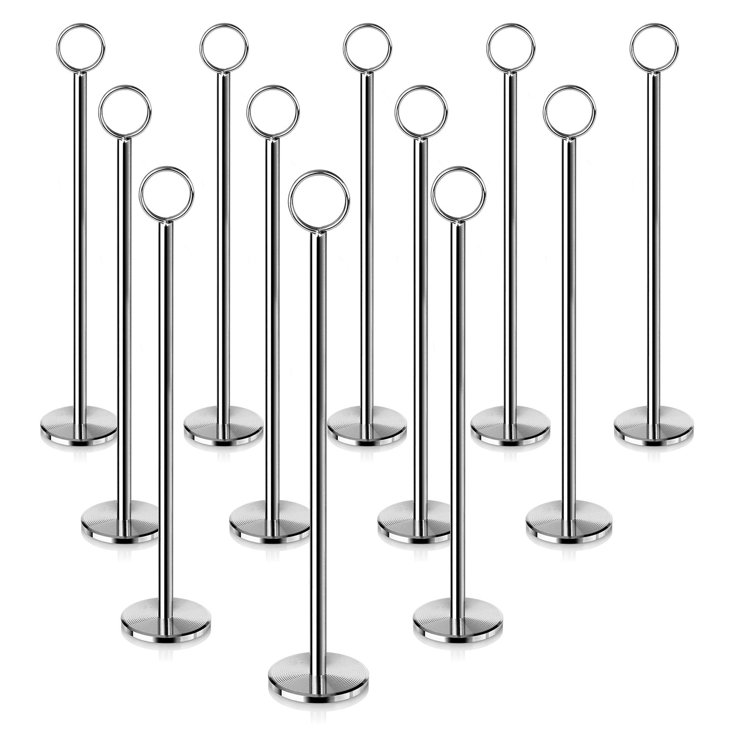 New Star Foodservice 23244 Steel Ring-Clip Table Number Holder/Number Stand/Place Card Holder, Set of 12, 12-Inch