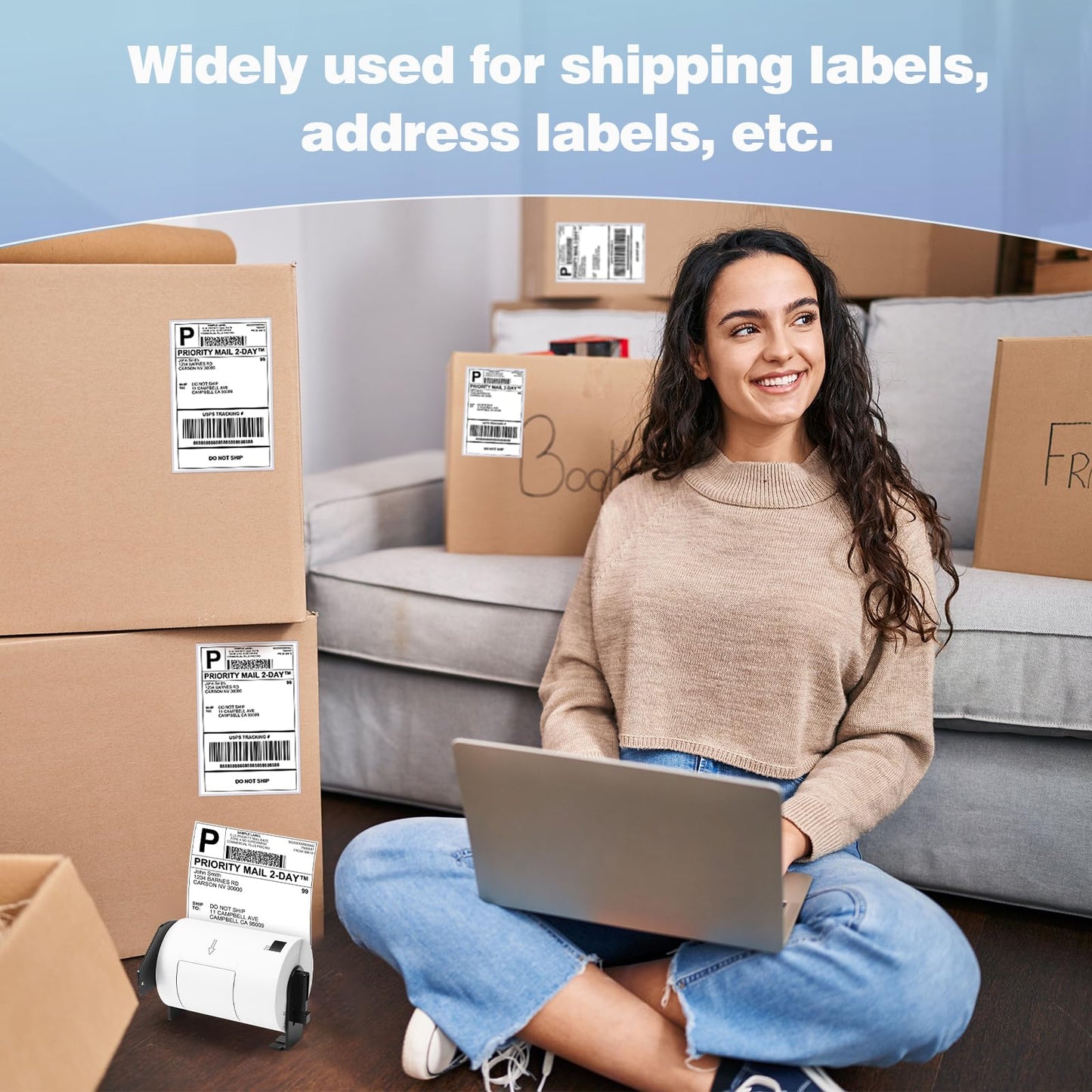 COLORTY Compatible with Brother DK-1241 Die-Cut 4" x 6" Large Shipping Label Roll(200/Roll), 102mm x 151mm White Paper Label for Brother Printer QL-1050 1050N 1060N 1100 1110NWB (10 Rolls + 1 Frame)