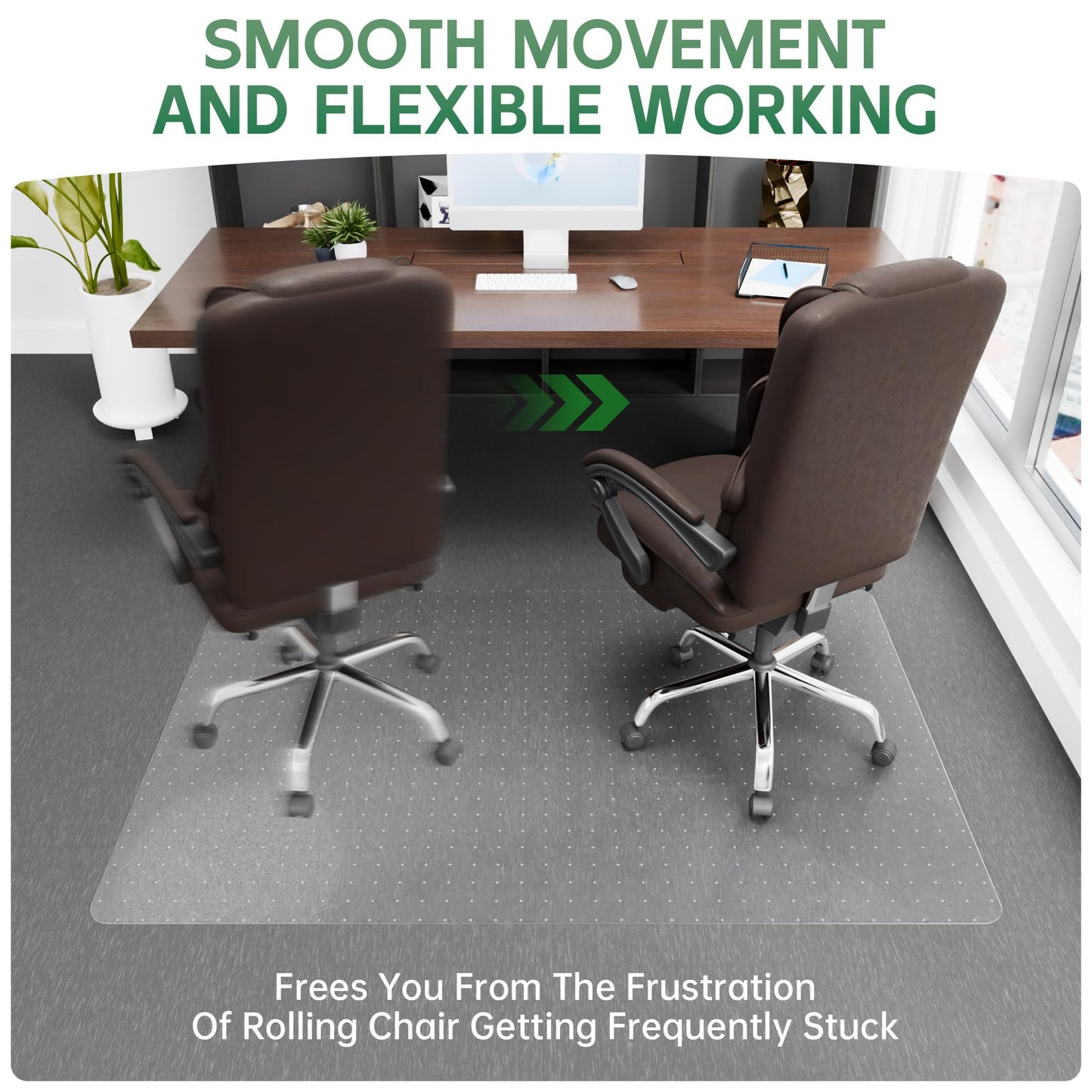 Office Chair Mat for Carpet - Clear Thick Desk Chair Mat for Carpet Plastic Floor Mats for Rolling Work and Gaming Chairs with Studs for Low Pile, Flat and No Carpeted Floors