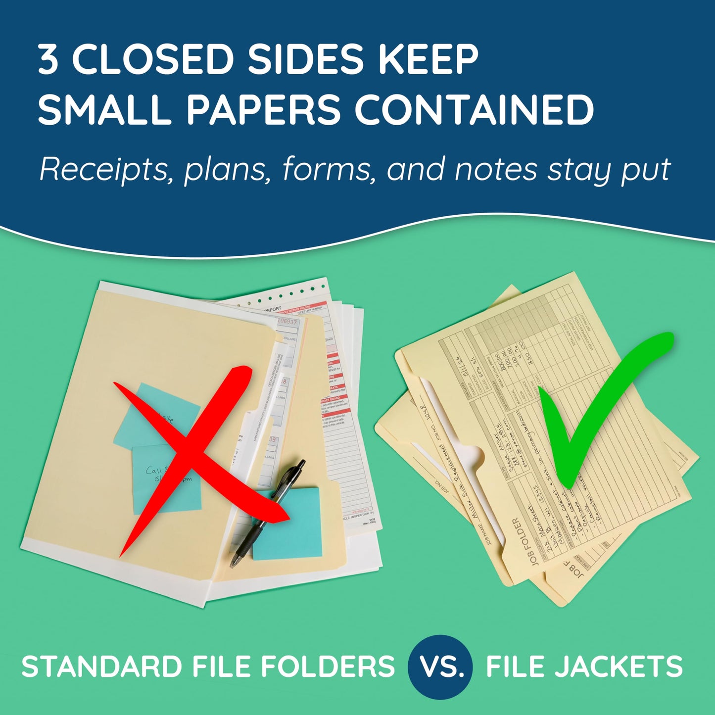 100 Blue Summit Supplies Job Folders Construction, 10 x 12 Inches, Project Folders with Preprinting for Job Tracking, Manila Job Folders File Jacket – 100 Folders
