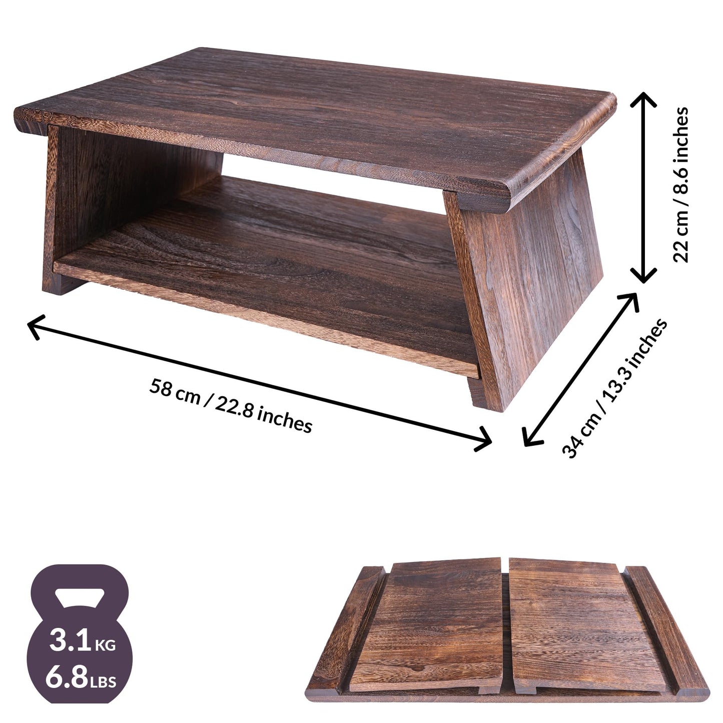 ODOXIA Floor Table for Tea Rituals | Altar Table for Meditation, Mindfulness & More | Low Japanese Floor Platform Chabudai Style | for Sitting On The Floor | Stable Wood Folding Design | Journaling