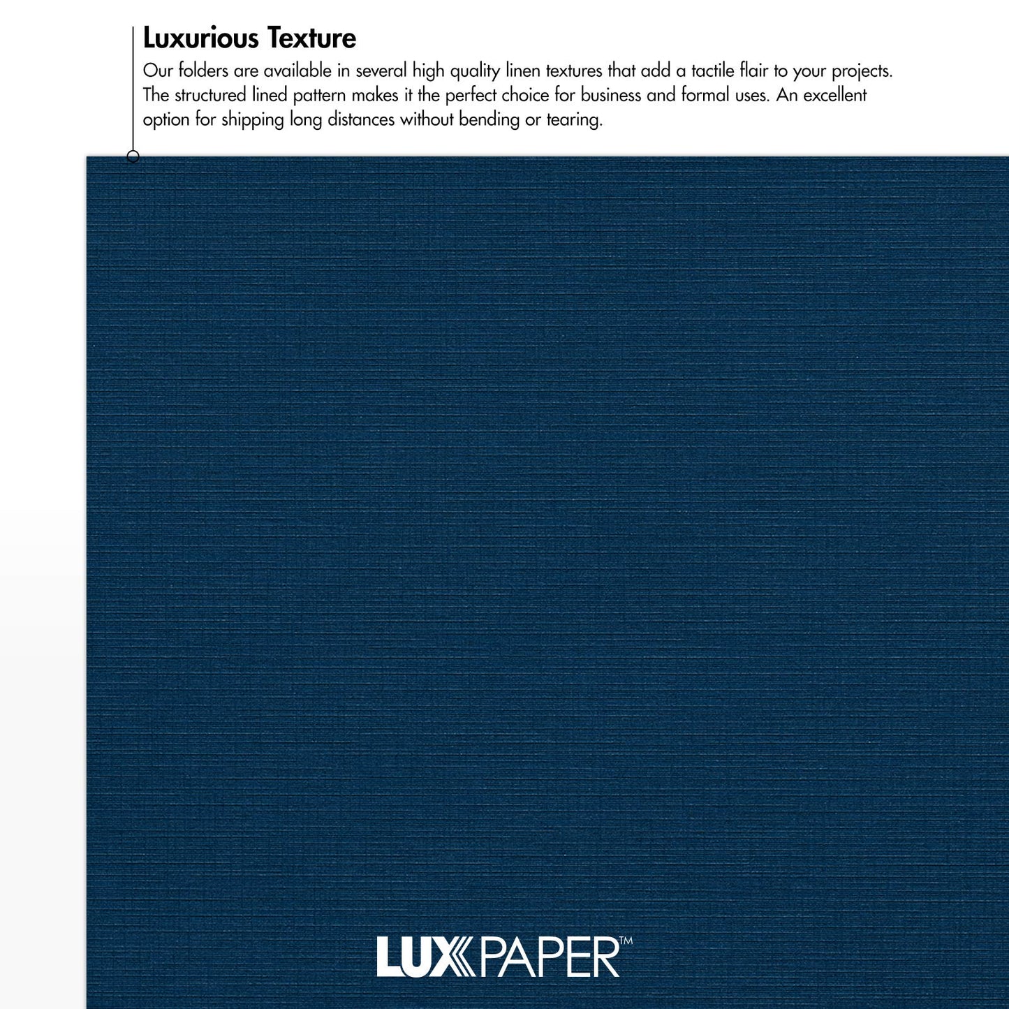 LUXPaper 9" x 12" Presentation Folders | Two Pocket | Nautical Blue Linen | 100lb. Cover | 25 Qty