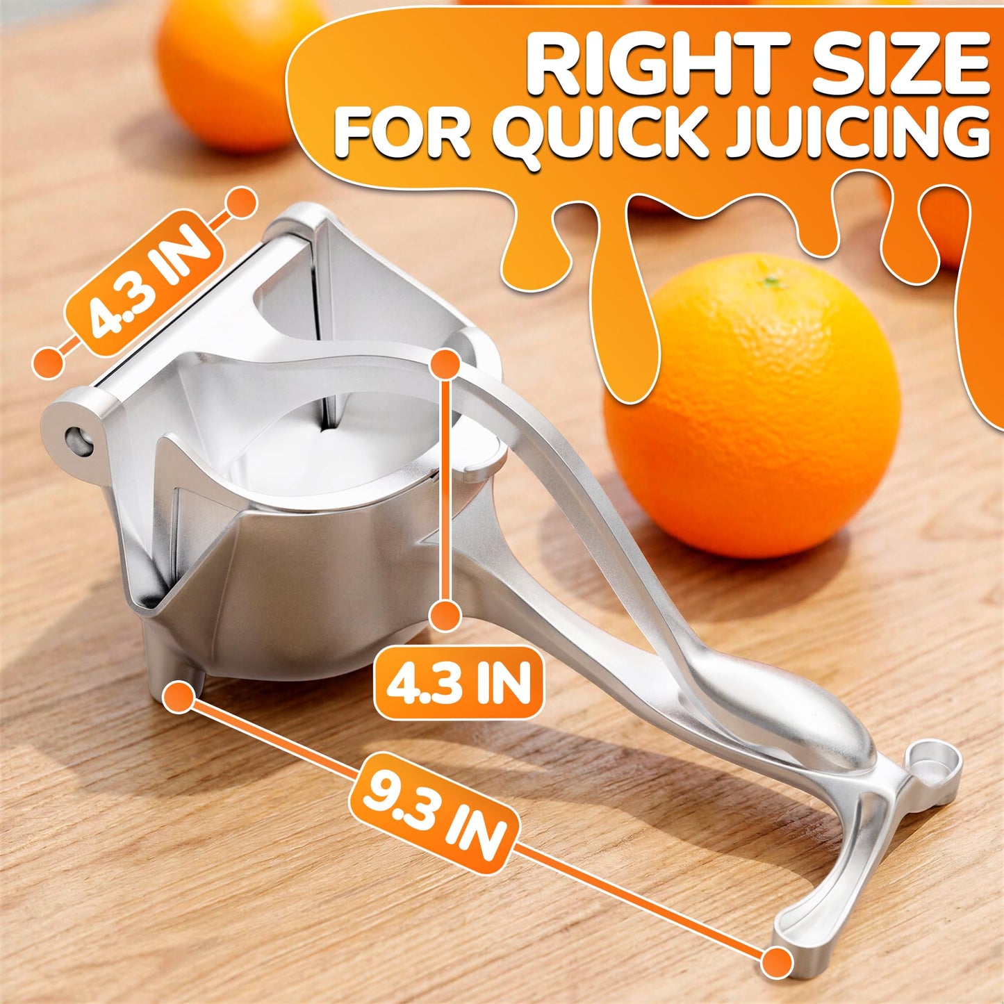 Manual Juicer Hand Press with Ergonomic Heavy Duty Handle - Pour Spout for Mess-Free Pouring, Aluminum Alloy Hand Juicer Squeezer | 0.6 L Capacity - Juice Press for Lemon, Orange, Lime, & Grapefruit