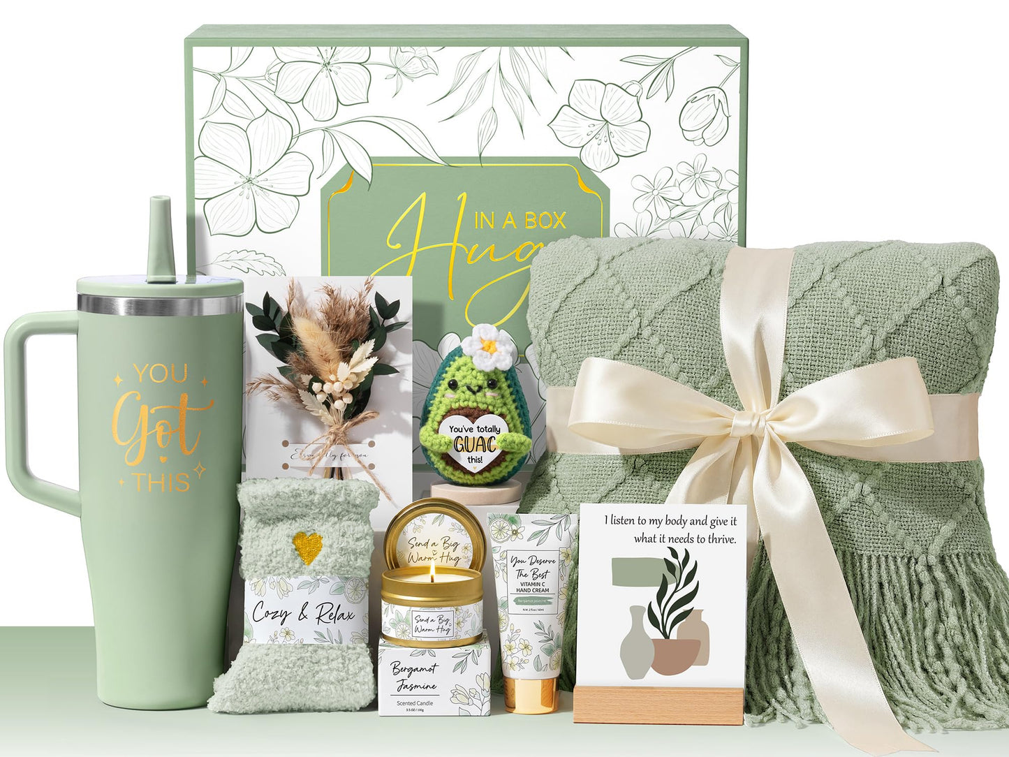 Mothers Day & Birthday Gifts for Women, Get Well Soon Care Package After Surgery & Cancer, Luxury Sympathy Self Care Basket, Inspirational Thinking of You Feel Better Spa Gift Set for Mom Her Friends