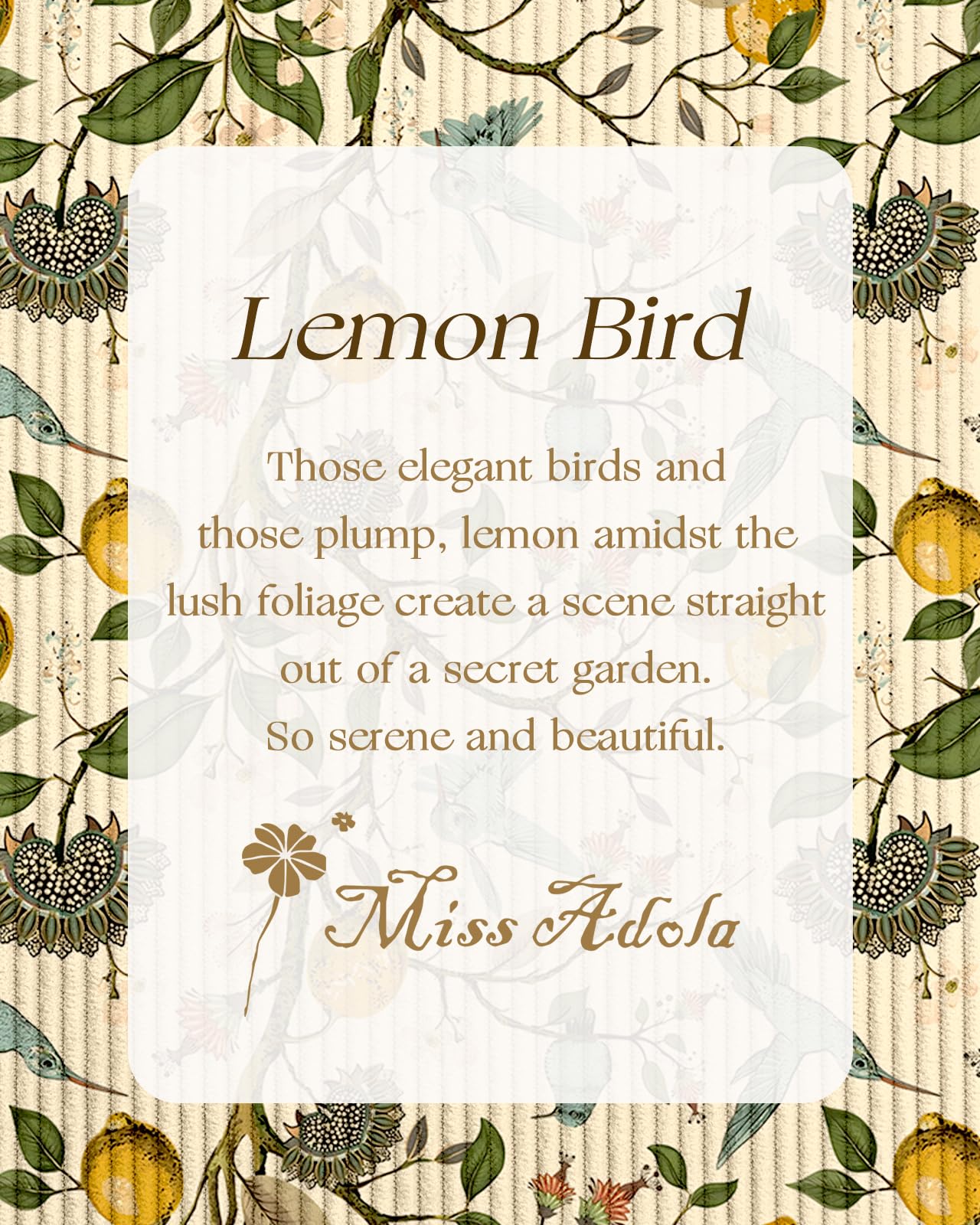Miss Adola Corduroy Tote Bag for Women - Reusable Totes with Inner Pocket & Buckle Cute Aesthetic Design Cloth Shopping Grocery Shoulder Bag for Work Travel, Lemon Flower Bird
