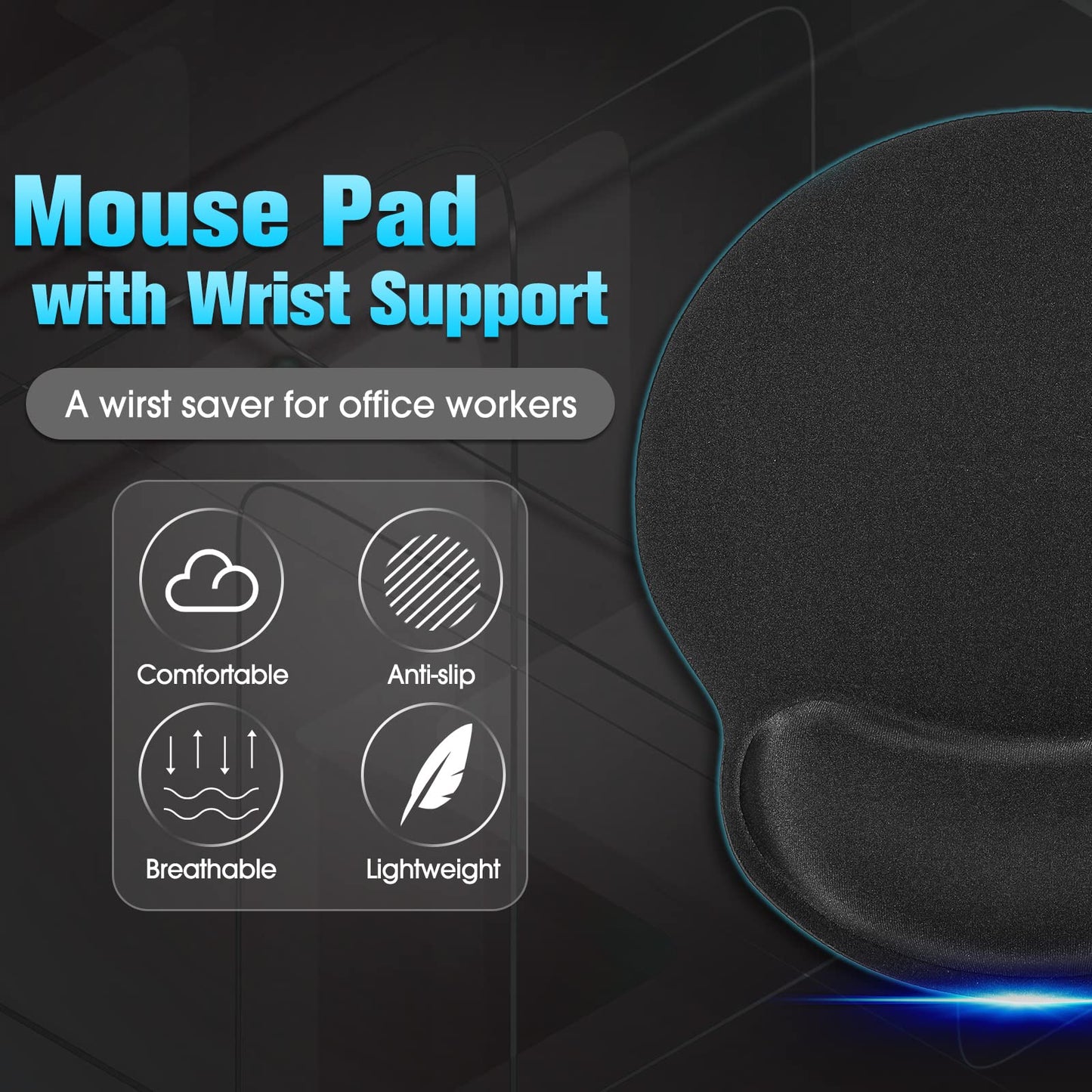 Yunsailing 12 Pcs Ergonomic Mouse Pad and Keyboard with Wrist Support Set Arm Rest Wrist Combo Gel Memory Foam Key Board Pad for Computer Laptop Gaming Office Typing Pain Relief