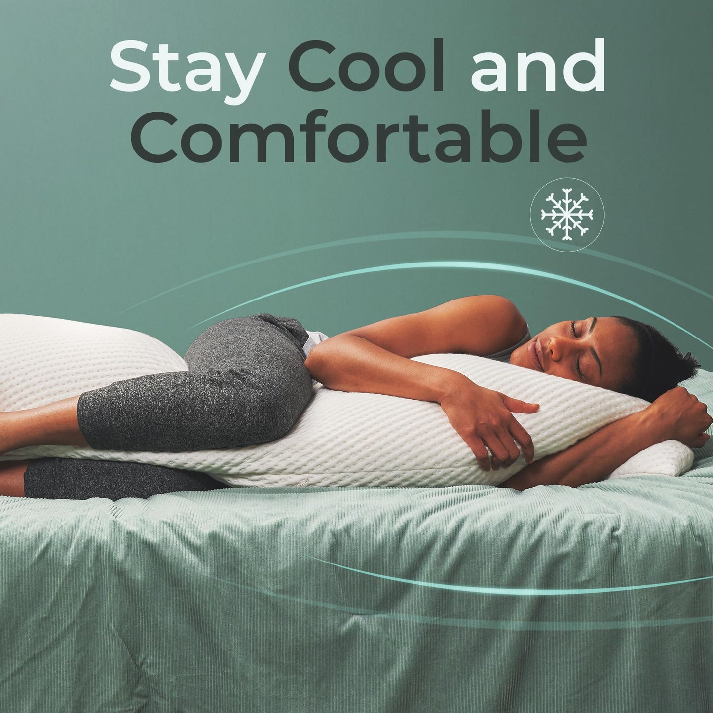 Snuggle-Pedic Body Pillow for Adults - Breathable, Full Body Pillow for Side Sleepers - Shredded Memory Foam Gel - Cooling Long Pillow Supports Legs, Belly & HIPS - 20x54 White