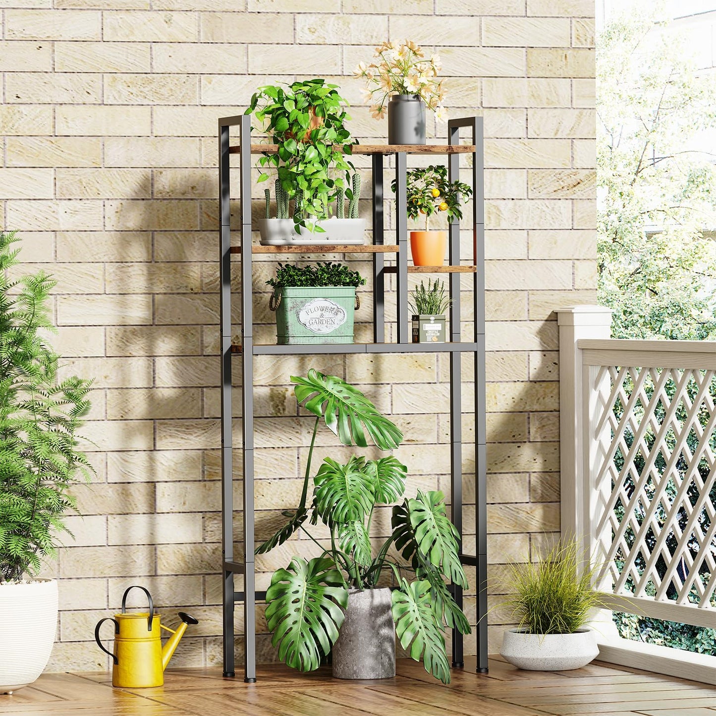 Asgolion Over-The-Toilet Storage Rack, 3-Tier Bathroom Shelves Over Toilet, Above Toilet Storage, Behind Toilet Bathroom Organizer, Space Saver, Freestanding, Rustic Brown