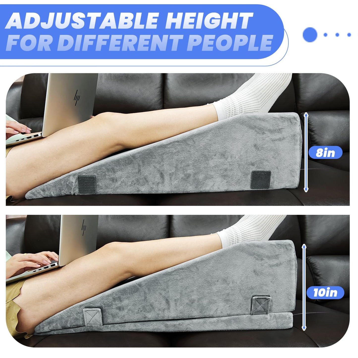 2 Adjustable Heights Leg Elevation Pillows for After Surgery, Knee Replacement Recovery Aids, Bone Foam Knee Surgery Pillow Replacement for Hip Ankle Pain Relief