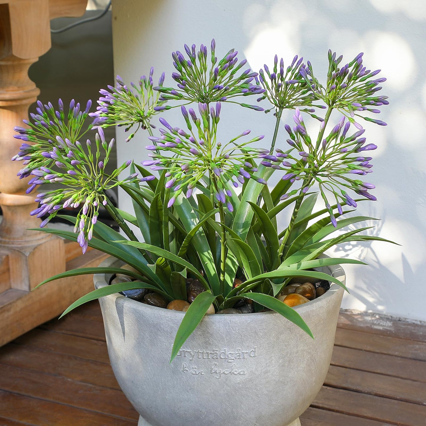HIFORESTAR Artificial Flowers Plants for Outdoor Planters 8 Bundles Purple Flower Large Spring Summer 18.9 in Look Real Plasic Plant for Front Porch