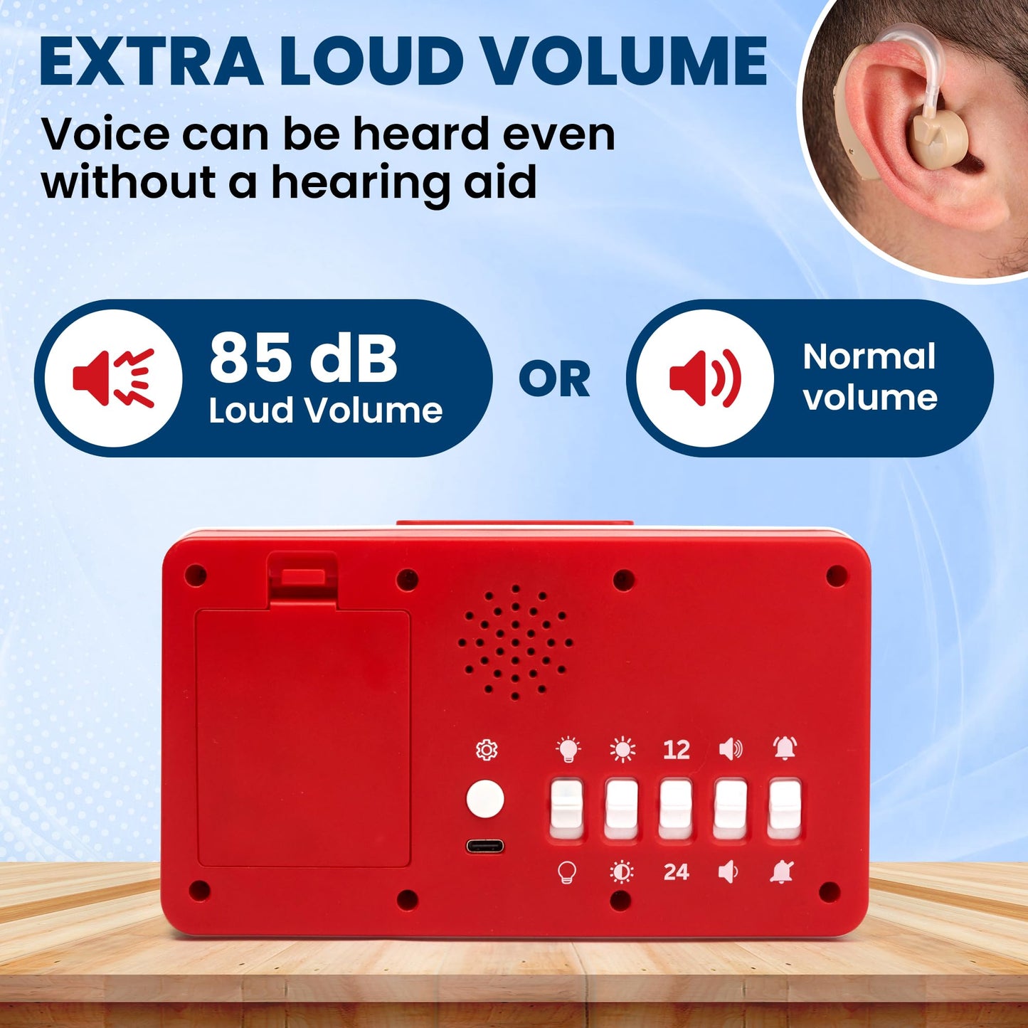 Top Life Talking Clock - Extra Loud Time and Date - for Elderly, Dementia, Hearing or Visually Impaired Seniors - Easy to Use Speaking Help - Clear Neutral Male Voice