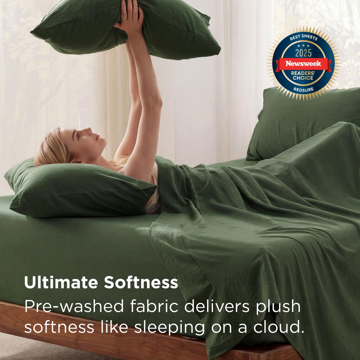 Bedsure Deep Pocket King Sheet Set - 6 Piece, Prewashed Ultra-Soft King Size Sheets Set, Fits Mattresses Up to 18 Inches Thick, Breathable & Secure Fit, Hotel Luxury Bedding, Olive Green
