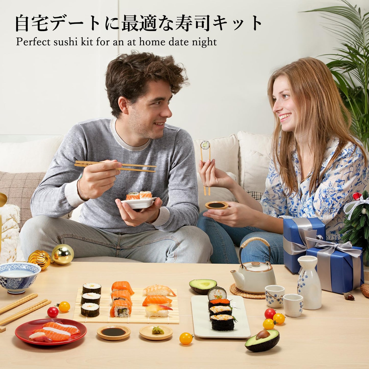 Delamu Sushi Making Kit, 20 in 1 Bazooka Roller Kit with Chef’s Knife, Bamboo Mats, Rice Mold, Temaki Sushi Mats, Rice Paddle, Spreader, Chopsticks, Sauce Dishes, Guide Book