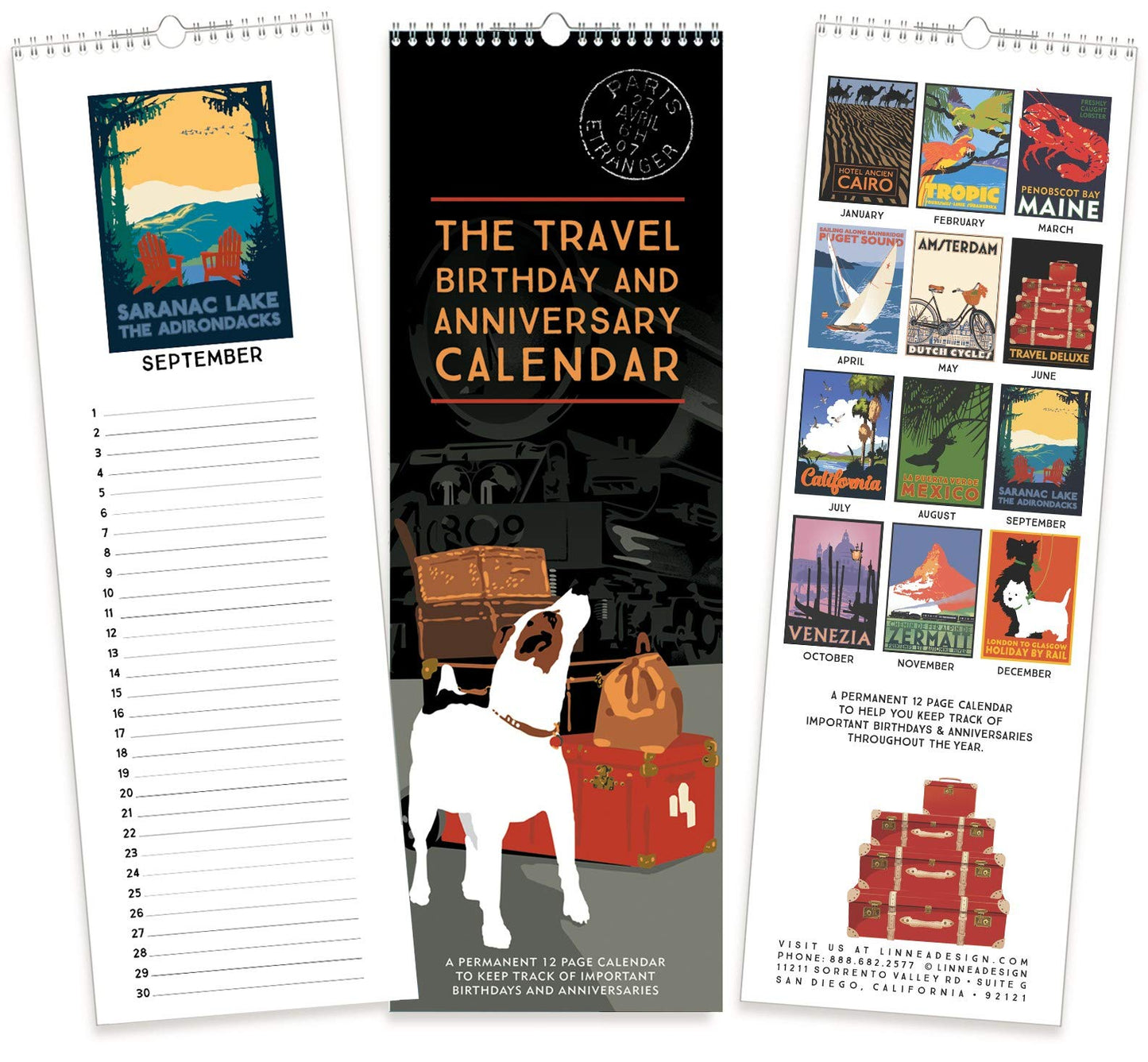 Linnea Design Travel Birthday & Anniversary Perpetual Calendar for Important Family Dates Special Event Calendar Reminder