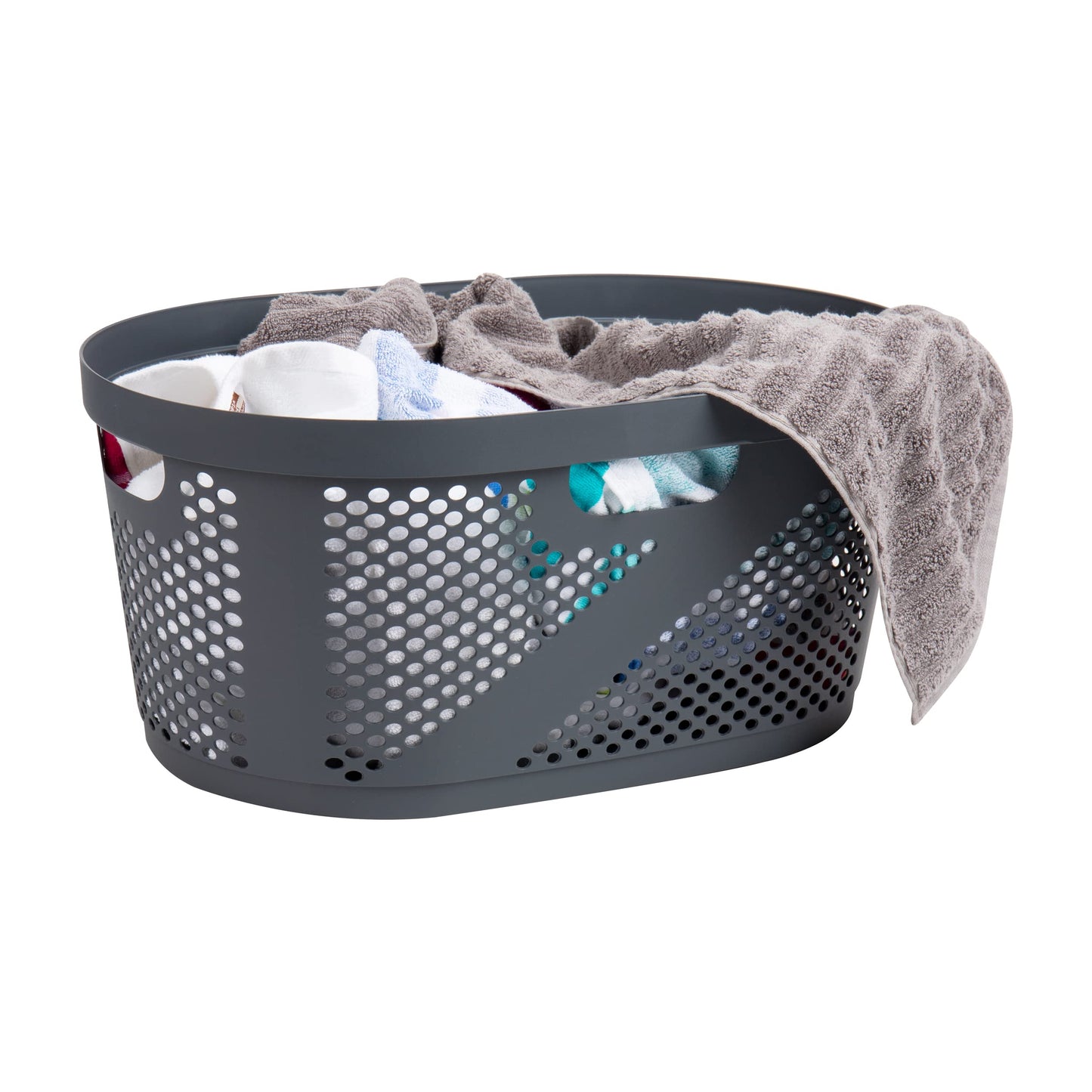 Mind Reader 40L Ventilated Laundry Baskets, Lightweight Clothes Hamper with Cutout Handles for Bathrooms and Closets, Plastic, Set of 2, Gray