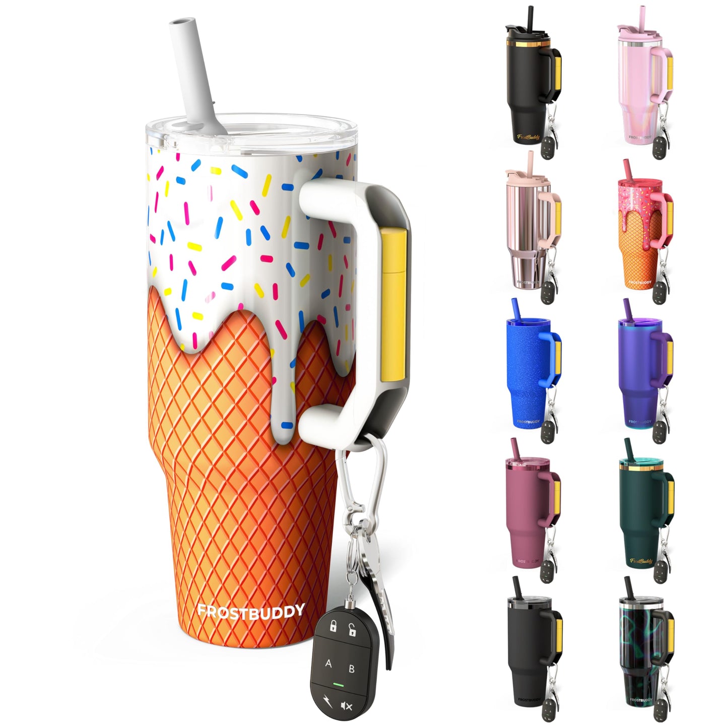 Thicc Buddy - 40 oz Stainless Steel Vacuum Insulated Tumbler with Lid and Straw for Water - Travel Mug Cupholder Friendly - Gifts for Women Men Him Her (Vanilla Ice Cream)