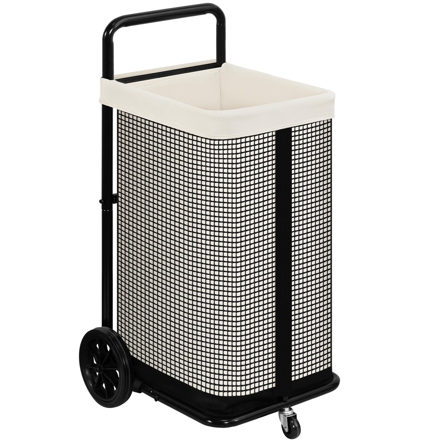 STORAGE MANIAC Rolling Laundry Cart with Wheels 37.4"H Laundry Hamper with Removable and Washable Canvas Liner Heavy Duty Laundry Basket Sorter Utility Cart Steel Frame for Clothes & Groceries, Beige