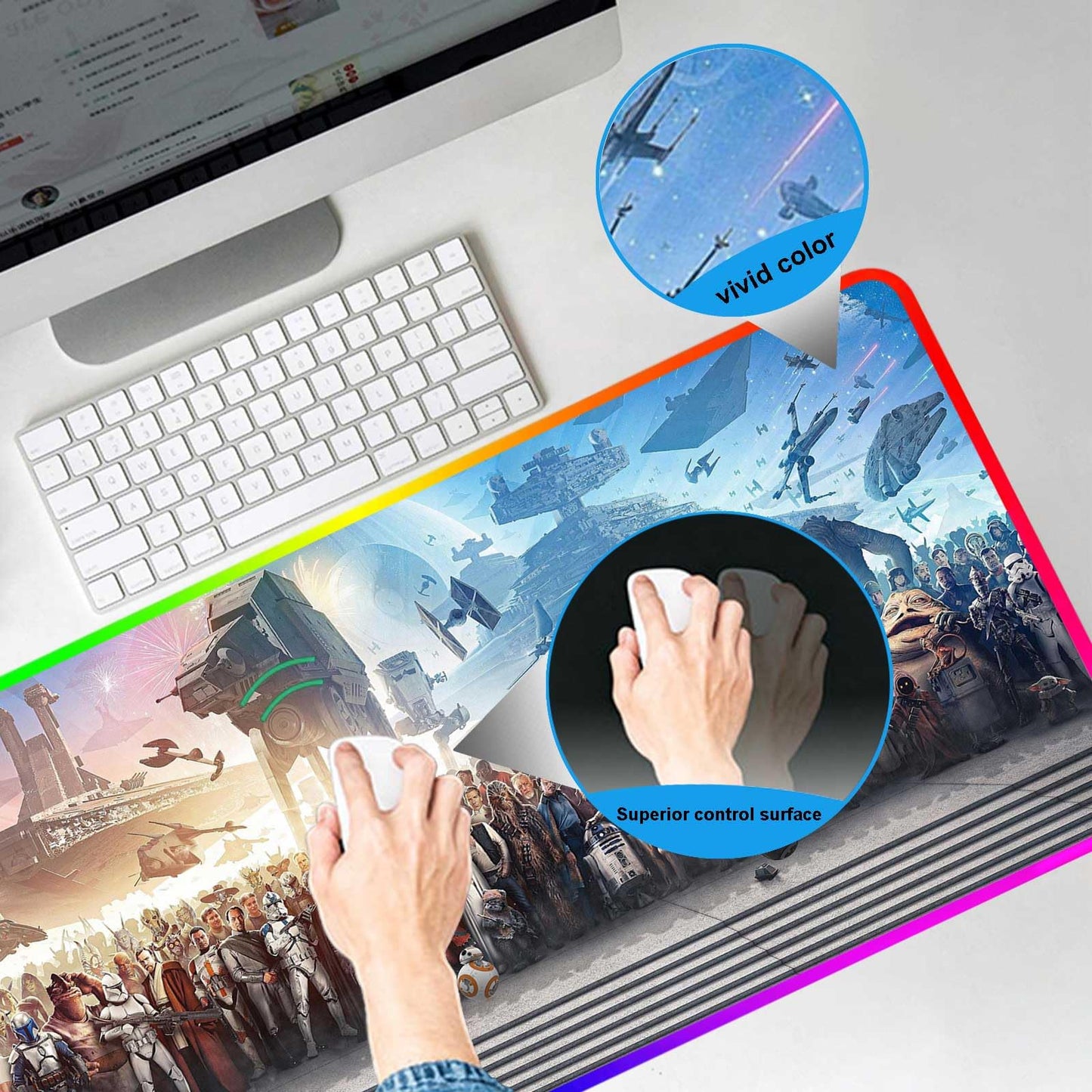 XXL Large Gaming RGB Mouse Pad The Chosen One Custom Desk Pad,Mousepad with Anti-Slip Rubber Base,Stitched Frame Mouse Mat,Portable Desk Mat for Computer Keyboard Mice Laptop & PC,31.5X15.7 Inch