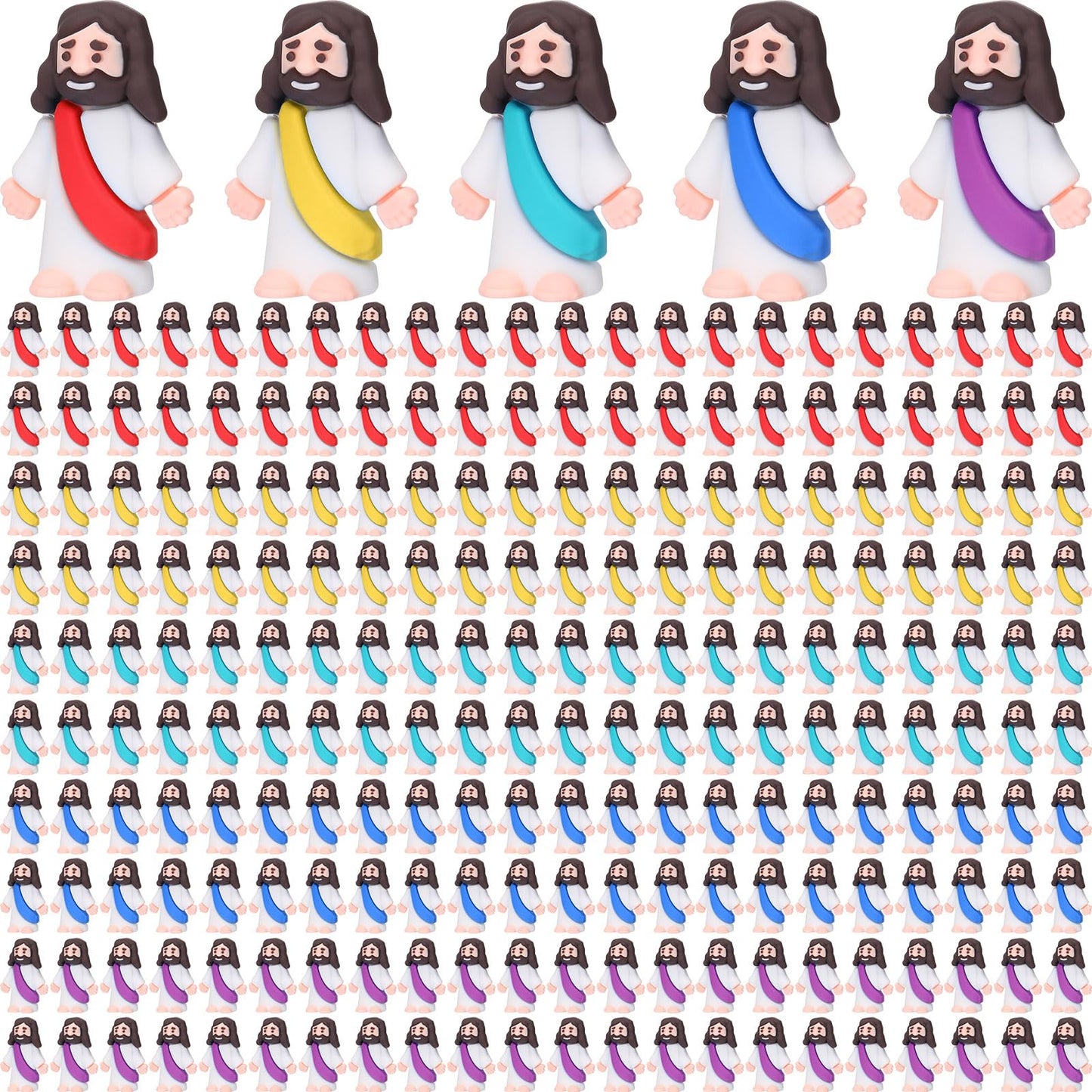 Barydat 300 Pcs Mini Jesus Figures Bulk Tiny Jesus Figurines Little Christ Savior Religious Party Favors Pocket to Hide and Seek for VBS 2026 Church Sunday School Baptism Gifts(Colorful)