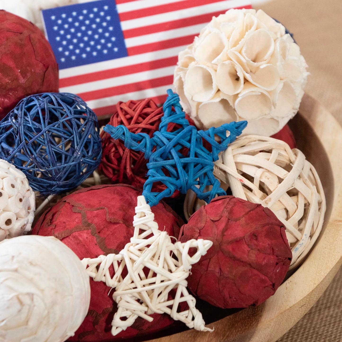 ANDALUCA American Flag Decorative 4th of July Large Vase Filler Bag with Orbs, Decorative Balls (Red, White & Blue)