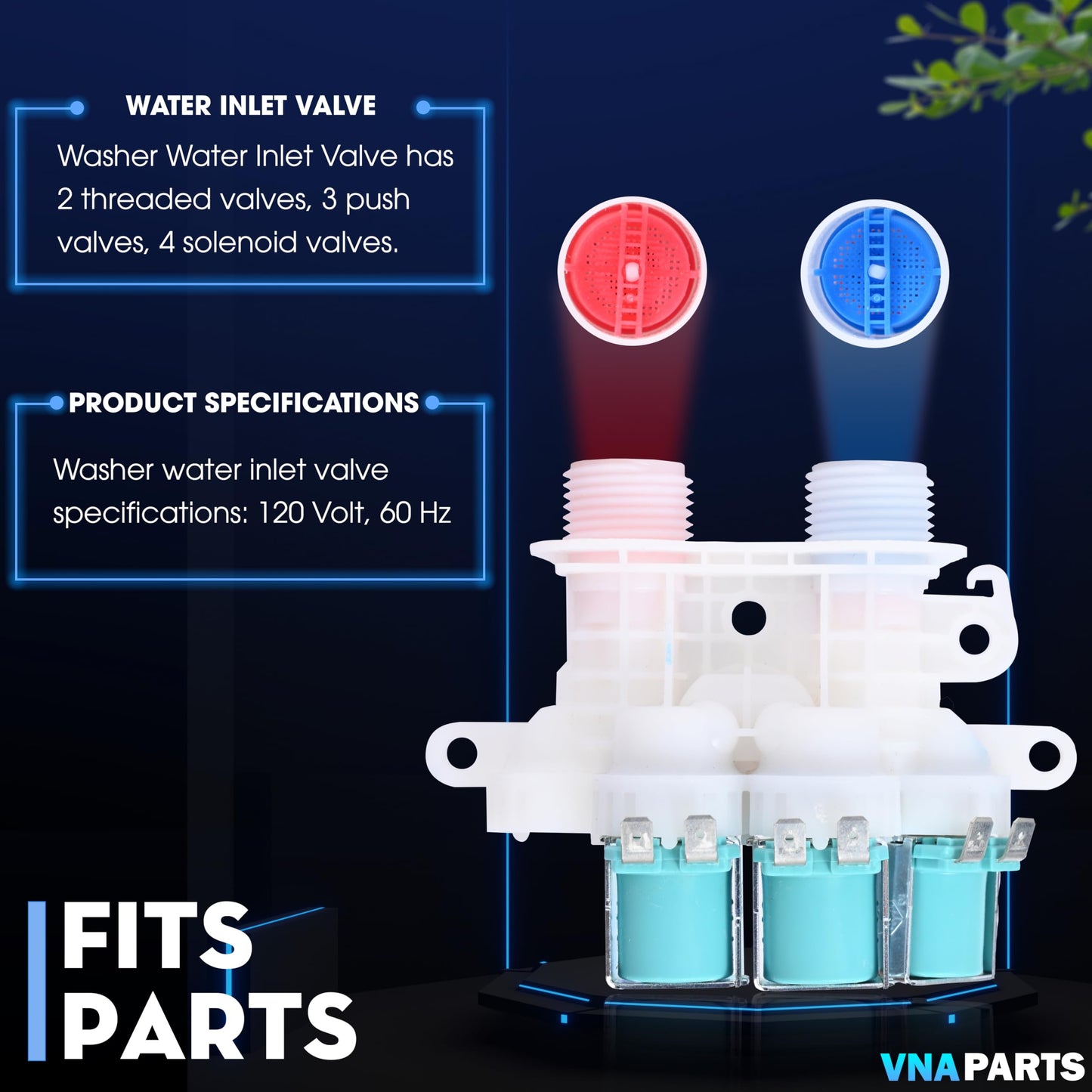 For Whirlpool Cabrio WTW7000DW0 WTW7300DW1 WTW8040DW0 WTW7040DW1 WTW8040DW4 WTW7300DW0 WTW7040DW0 WTW8040DW2 WTW6120HW0 WTW7120HW0 WTW7000DW3 WTW8000DW0 WTW8000DW Replaces Washer Water Inlet Valve