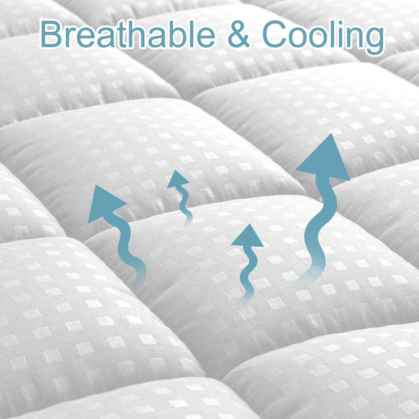HYLEORY King Mattress Pad Quilted Fitted Mattress Protector Cooling Pillow Top Mattress Cover Breathable Fluffy Soft Mattress Topper with 8-21" Deep Pocket