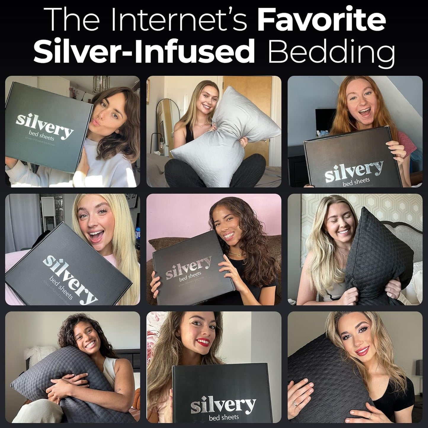 Silvery Restcool™ Silver Infused Cooling Pillowcase Set - 2 Pack Self-Cooling Pillowcases with Silvery Technology™ for Hot Sleepers & Night Sweats (Gray, King (U.S. Standard))