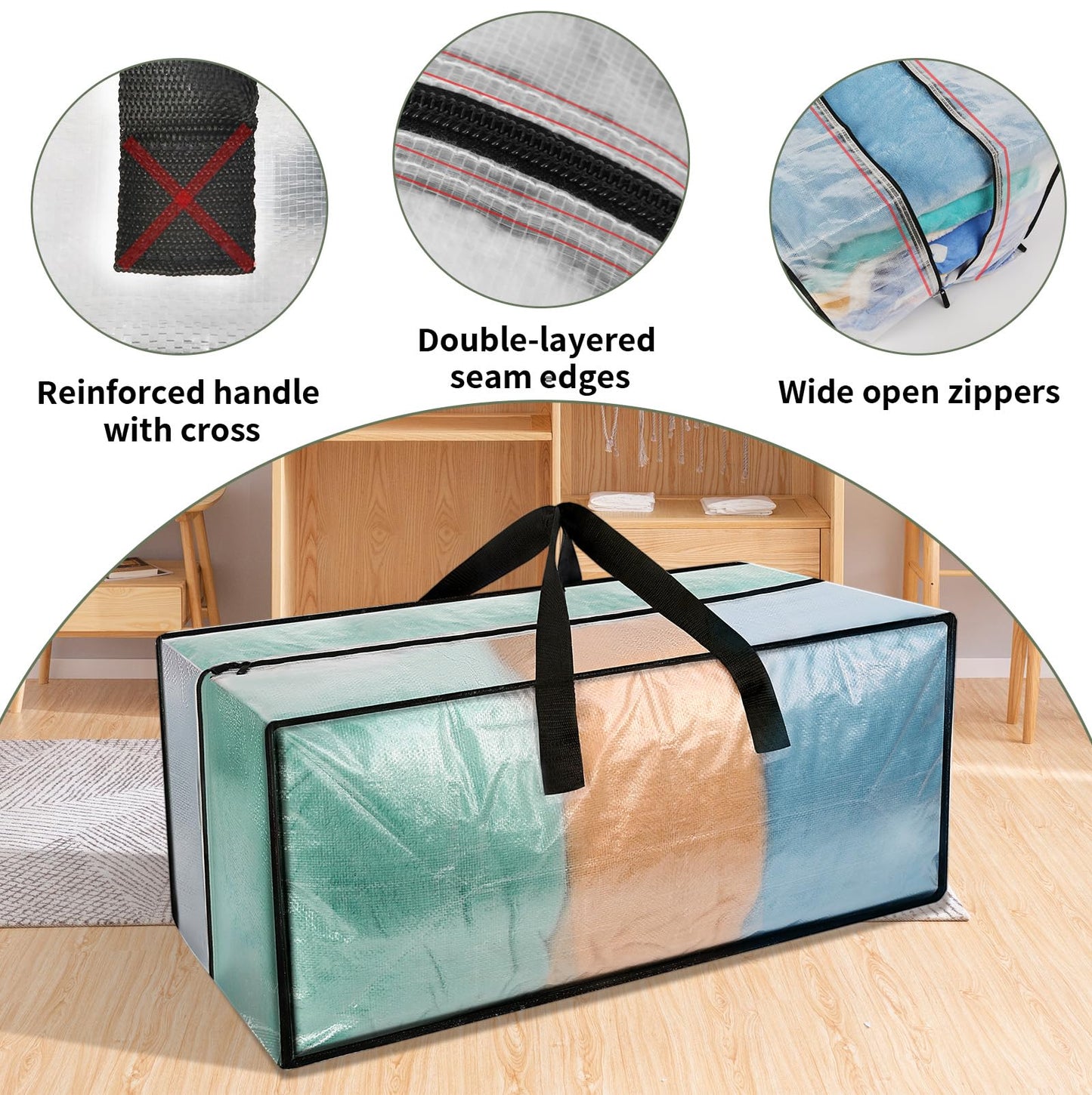 12 Pack Heavy Duty CLear Moving Bags, Large CLear Storage Bags for College Dorm Room Essentials, Alternative to Moving Boxes, Compatible with IKEA Frakta Cart