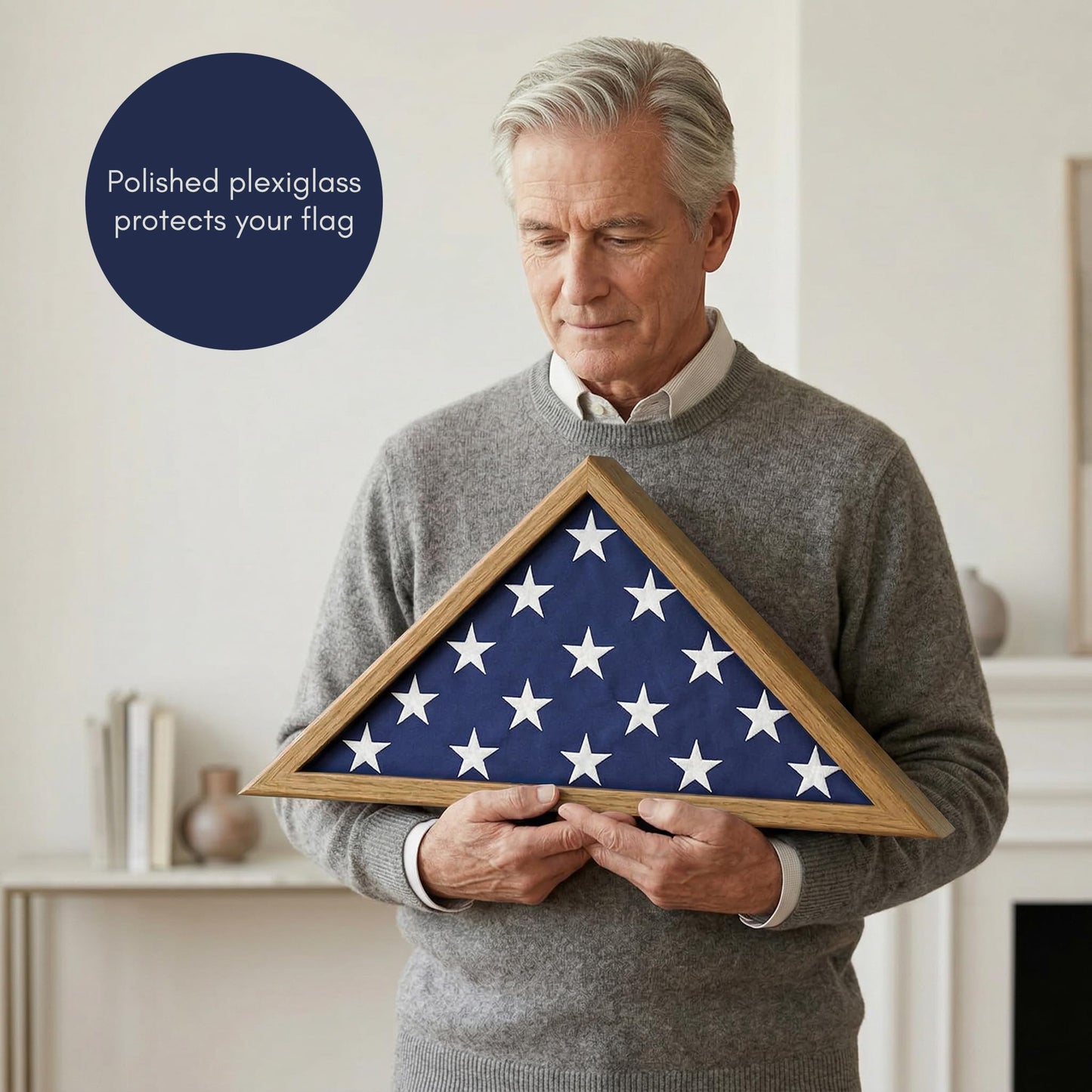 Americanflat Large Flag Display Case - Fits Folded 5x9.5' Burial Flags - Silhouette Collection - Display Box for Wall or Tabletop - Barn Wood