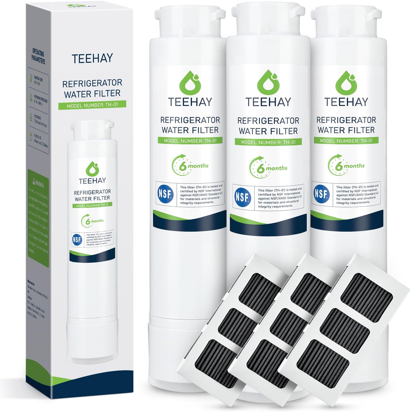 TEEHAY EPTWFU01 PureSource Ultra Water Filter & PureAir Ultra II PAULTRA2 Air Filter Combo, Compatible with Frigidaire FRIGCOMBO4, FGHN2868TF, GRQC2255BF, LGHB2869TF, LGHD2369TF, PRMC2285AF, 3 Combo