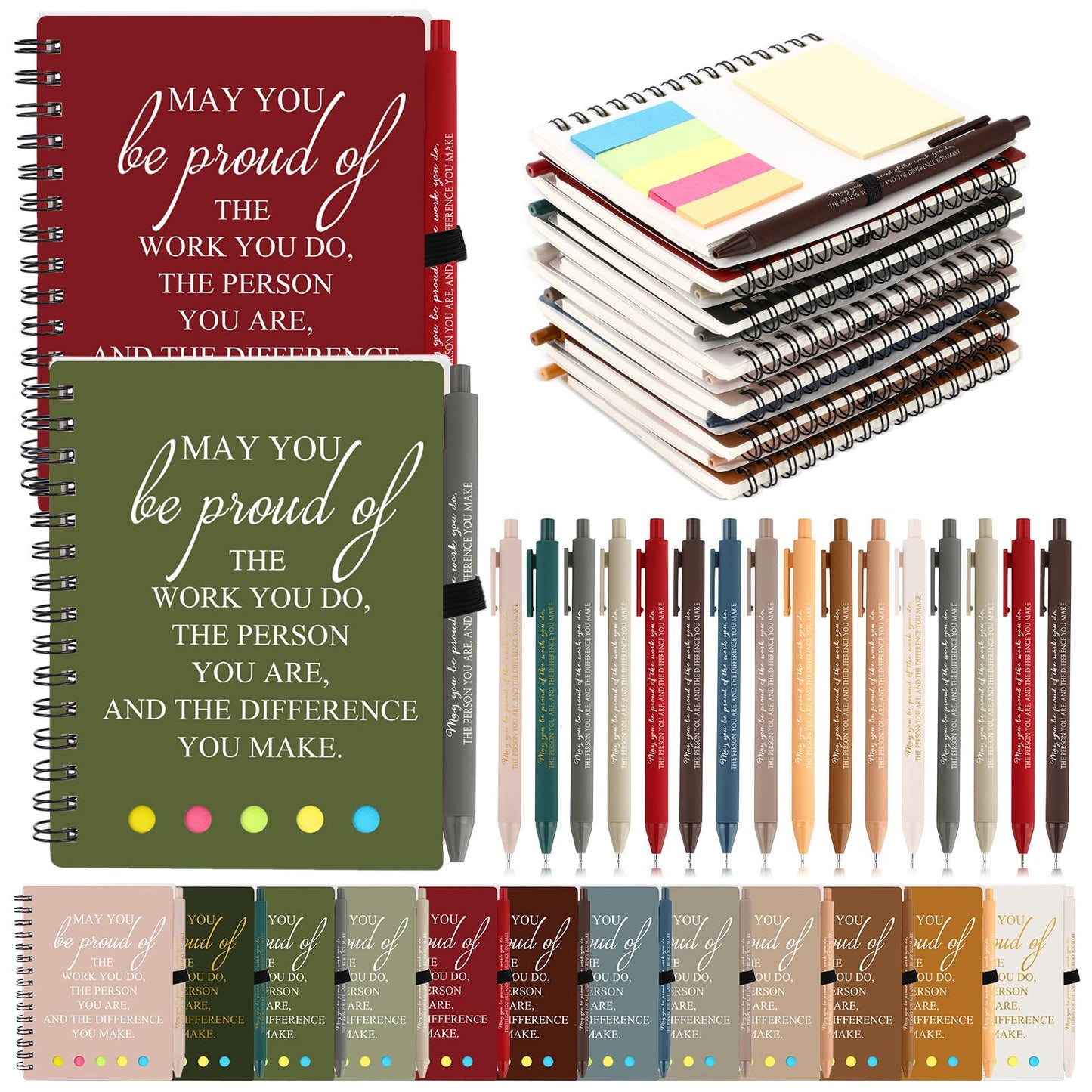 Resurhang 48 Pcs/ 24 Set CNA Week Gifts Bulk Thank You Gift for Cna A6 Notebooks Inspirational Journals Pens Appreciation Gift for Nurse Women Team(Christmas Color)