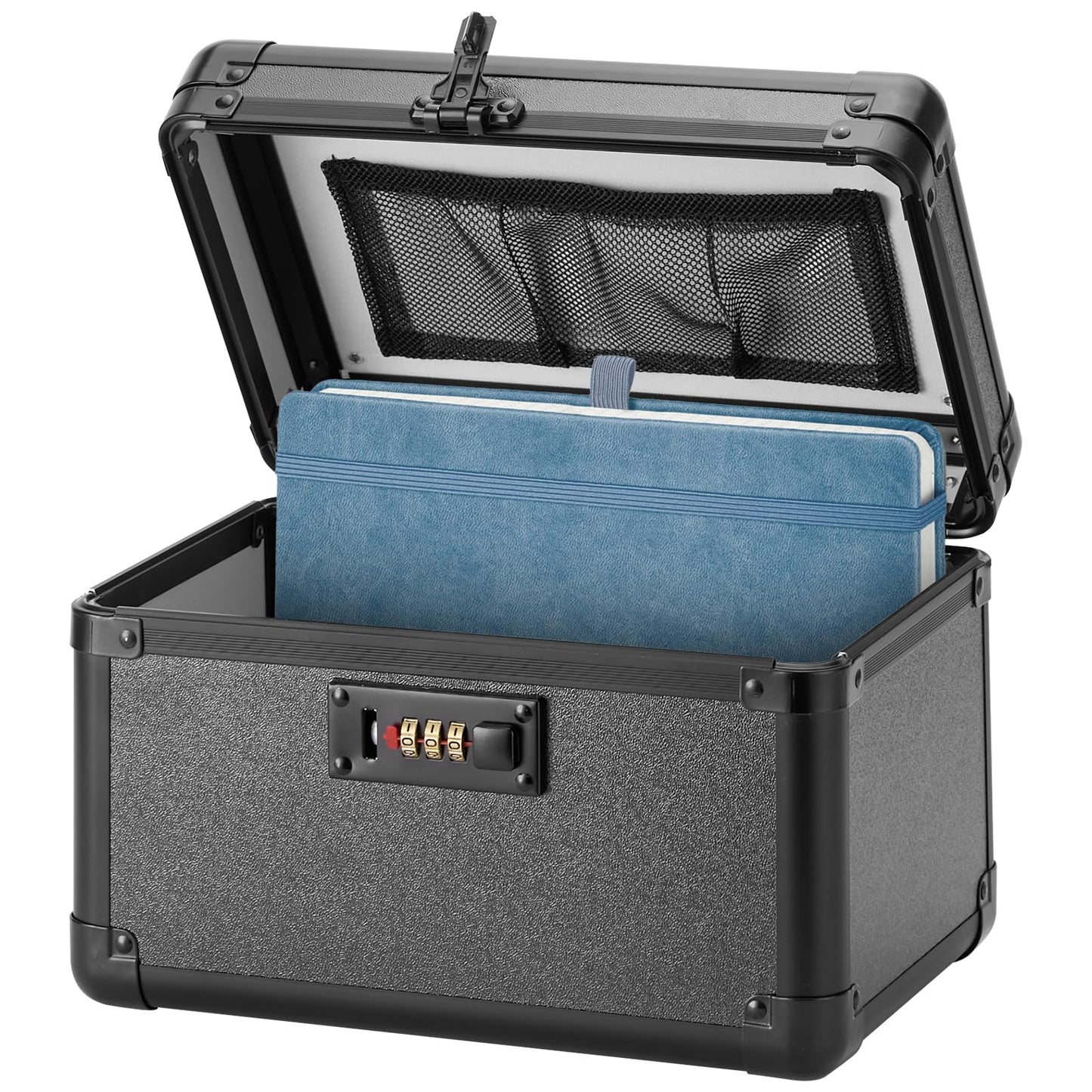 LOCKCURX Lock Box - Security Combination Lock Box, Locking Storage Case for Personal Items and Medicine, Childproof Lockable Lockbox for Home/Office/School, 10.2x6.8x6.9 Inch, Black