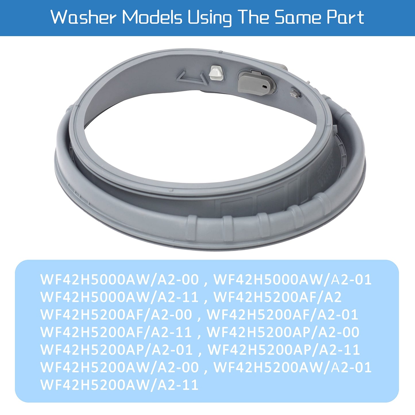 DC97-18094B Washer Door Boot Seal Gasket Fit with Samsung WF42H5000AW/A2-00 WF42H5200AP/A2-00 WF42H5200AW/A2-00 WF42H5200AF/A2-00