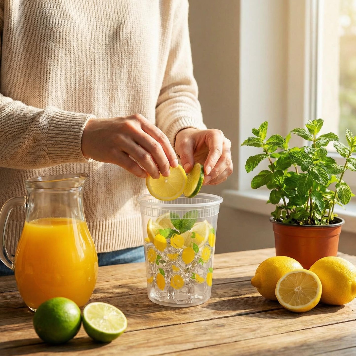 FillTouch 50 Set Lemonade Cups with Lids Straws Plastic Drink Buckets Include Plastic Cups Stainless Steel Straw Hole Puncher Beverage Cafe Drinking Lemonade Stand Supplies(32 oz)