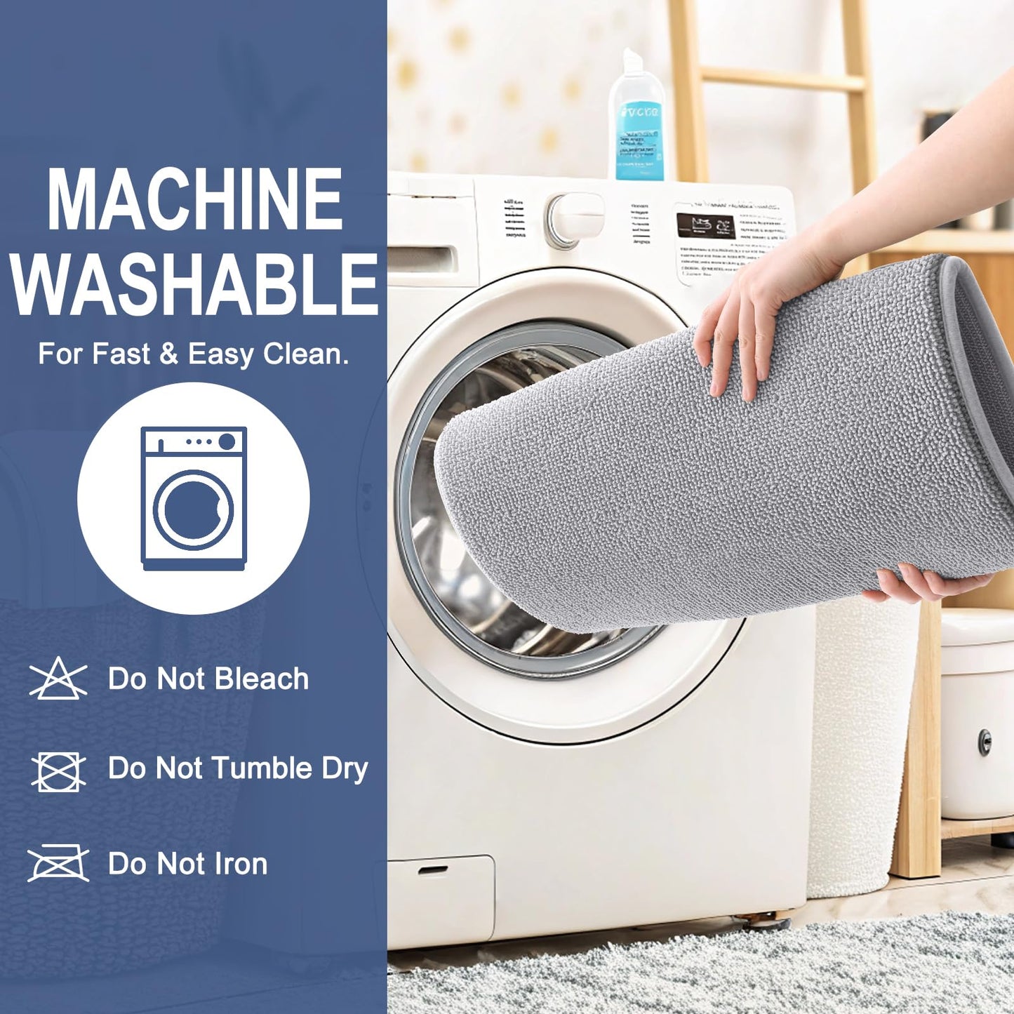 OLANLY Thick Memory Foam Bathroom Runner Rugs 44x24, Extra Soft Absorbent Long Bath Rug, Quick Dry Bath Mats, Non-Slip, Machine Washable Mat for Bathroom, Tub and Shower, Home Decor Accessories, Grey