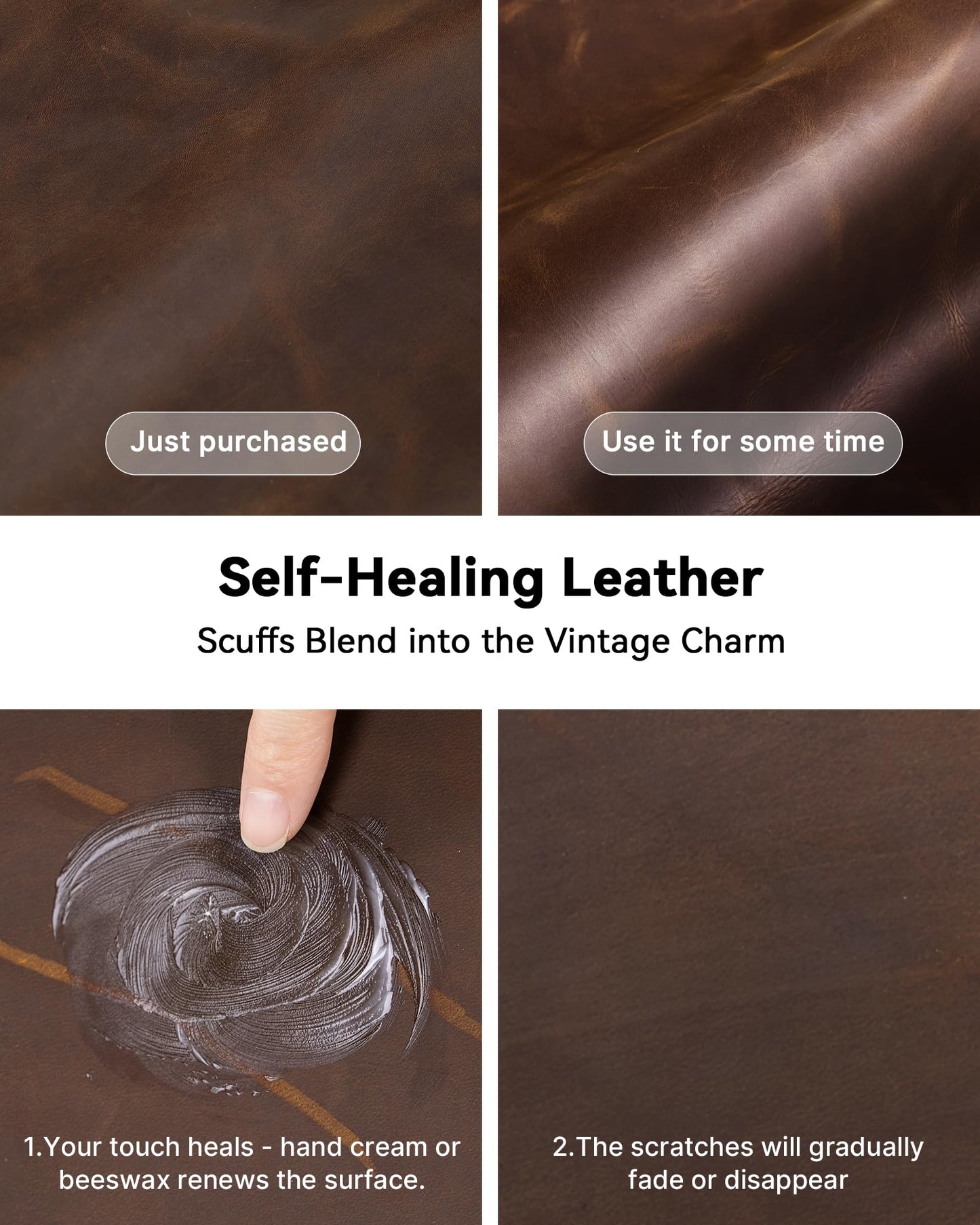 YSAGi Leather Desk Mat, 35.4"x17"Real Leather Desk Pad,2mm Thick Desk Blotter with Stiched line,Oil-Wax Feel Mouse pad and Self-Healing Laptop Pad for Home & Office(Classic Dark Brown)