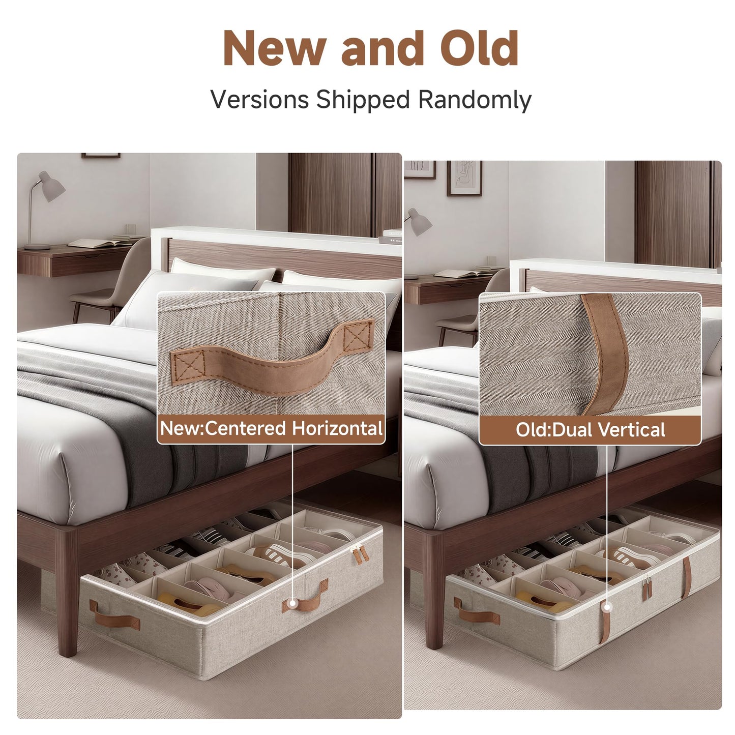 StorageWorks Shoe Organizer for Closet, Fits up to 24 Pairs, 2-Pack Ultra-thick Fabric Under Bed Shoe Storage Containers with Bottom Support and Adjustable Dividers, Taupe
