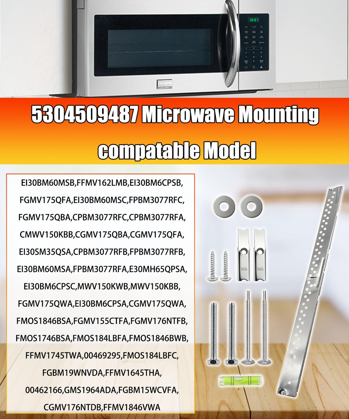 5304509487 Microwave Mounting Bracket Plate Fits for Frigidaire, Crosley, and Kenmore Microwave,Replace 5304488426 2691361 PS5136284 and More.