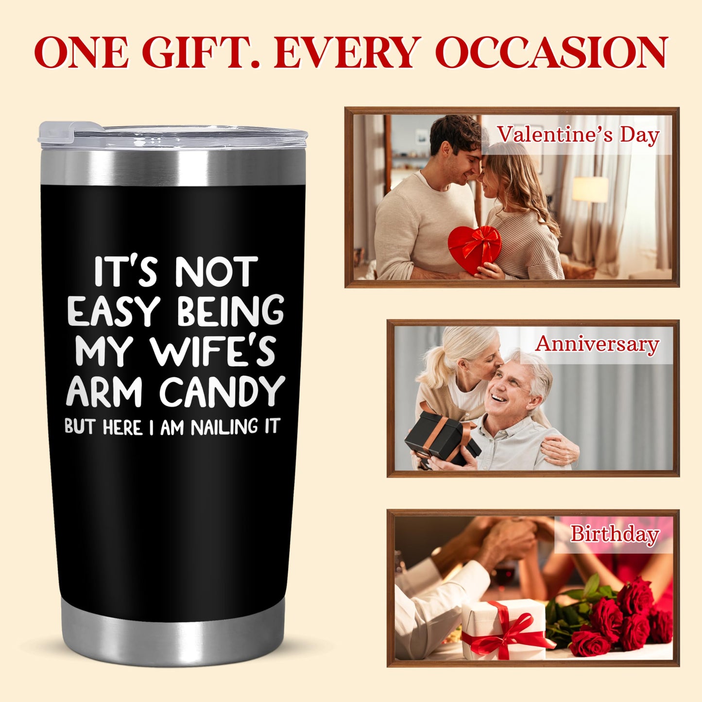 ARVEXO Gifts For Husband from Wife - 20 oz Stainless Steel Insulated Coffee Tumbler with Lid - Fathers Day Anniversary Wedding Birthday Gifts for Him Men Husband from Wife, Presents for Men