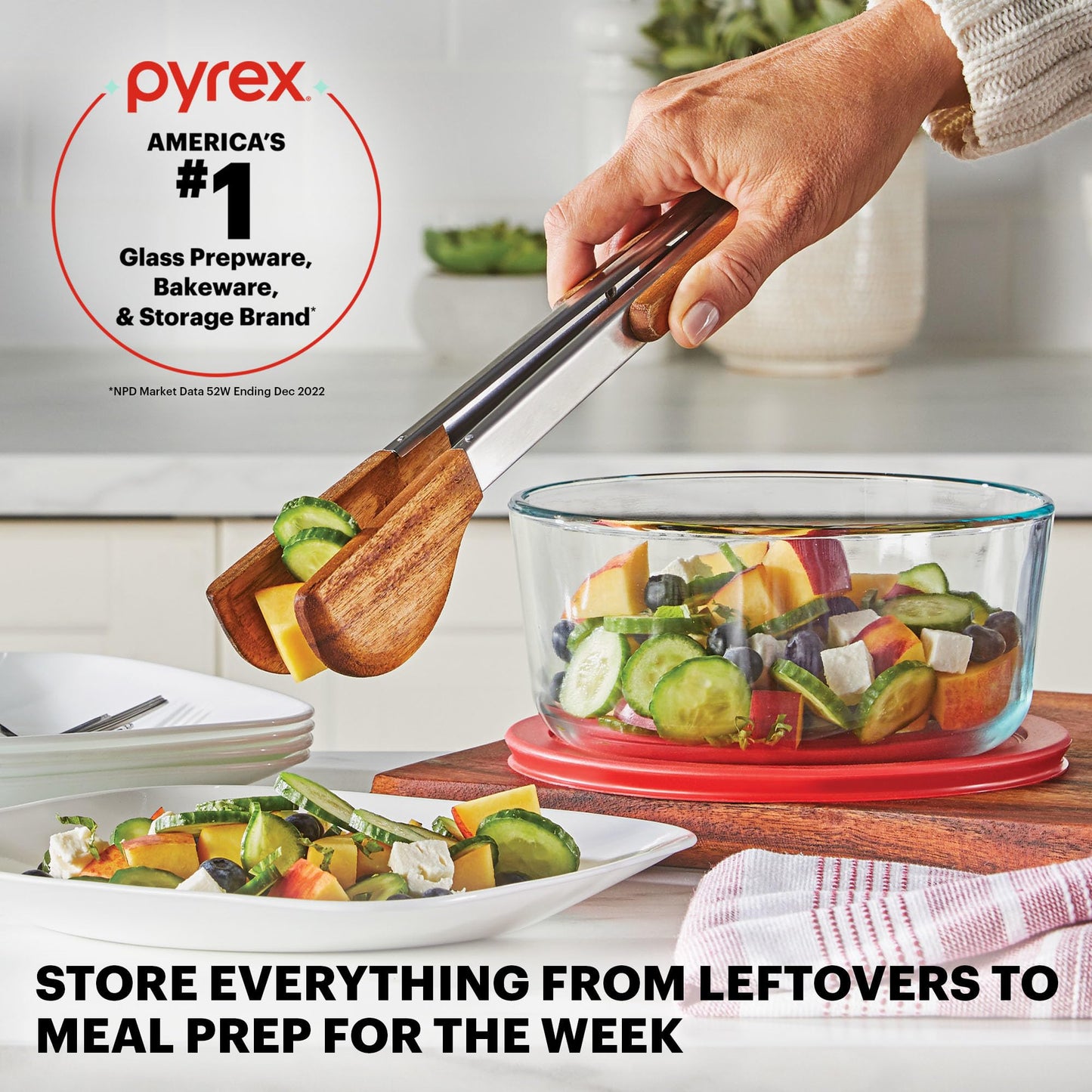 Pyrex Simply Store (12-Pack) Glass Food Storage Containers Set, (1, 2, & 3 Cup) Meal Prep Containers with Plastic BPA-Free Lids, Dishwasher & Microwave Safe