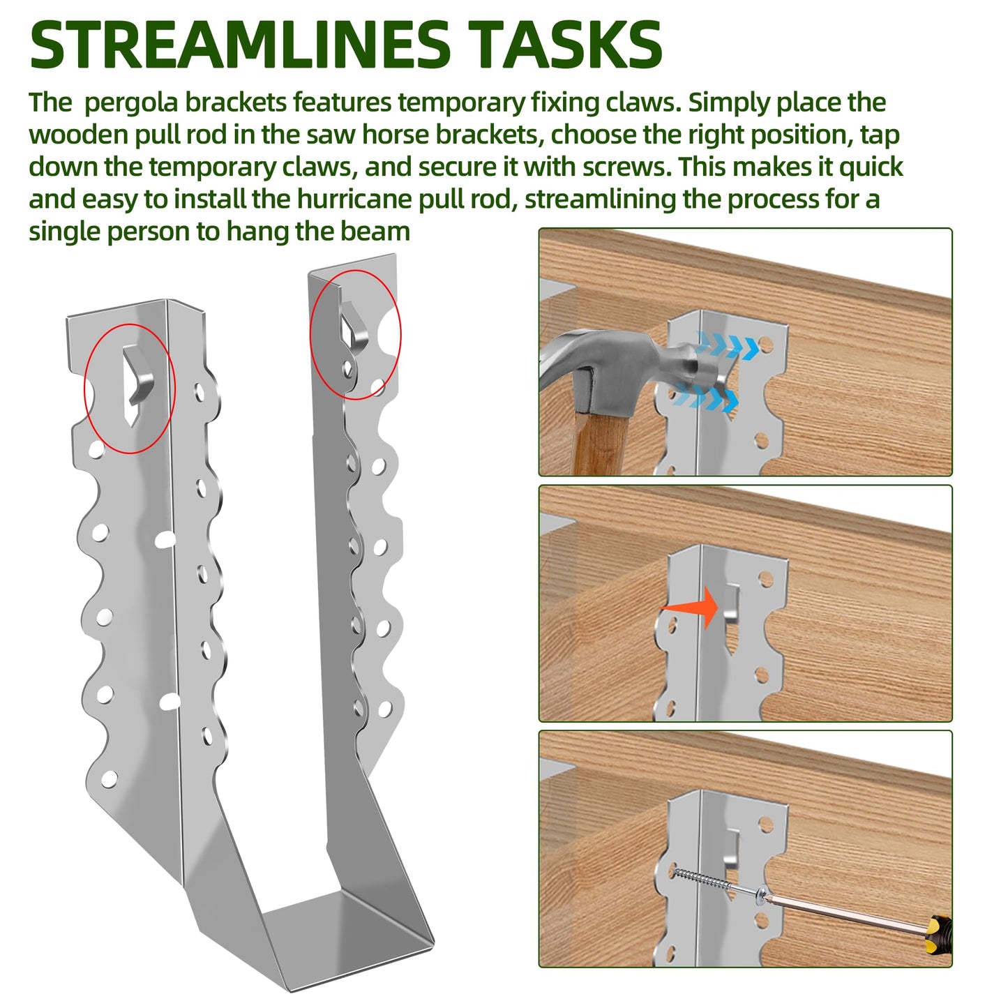 (30-Pack) Calvana 2x8 Brackets for Wood, Joist Hangers, Rafter Brackets, Versatile Rafter Ties, Made from Durable 20-Gauge Carbon Steel