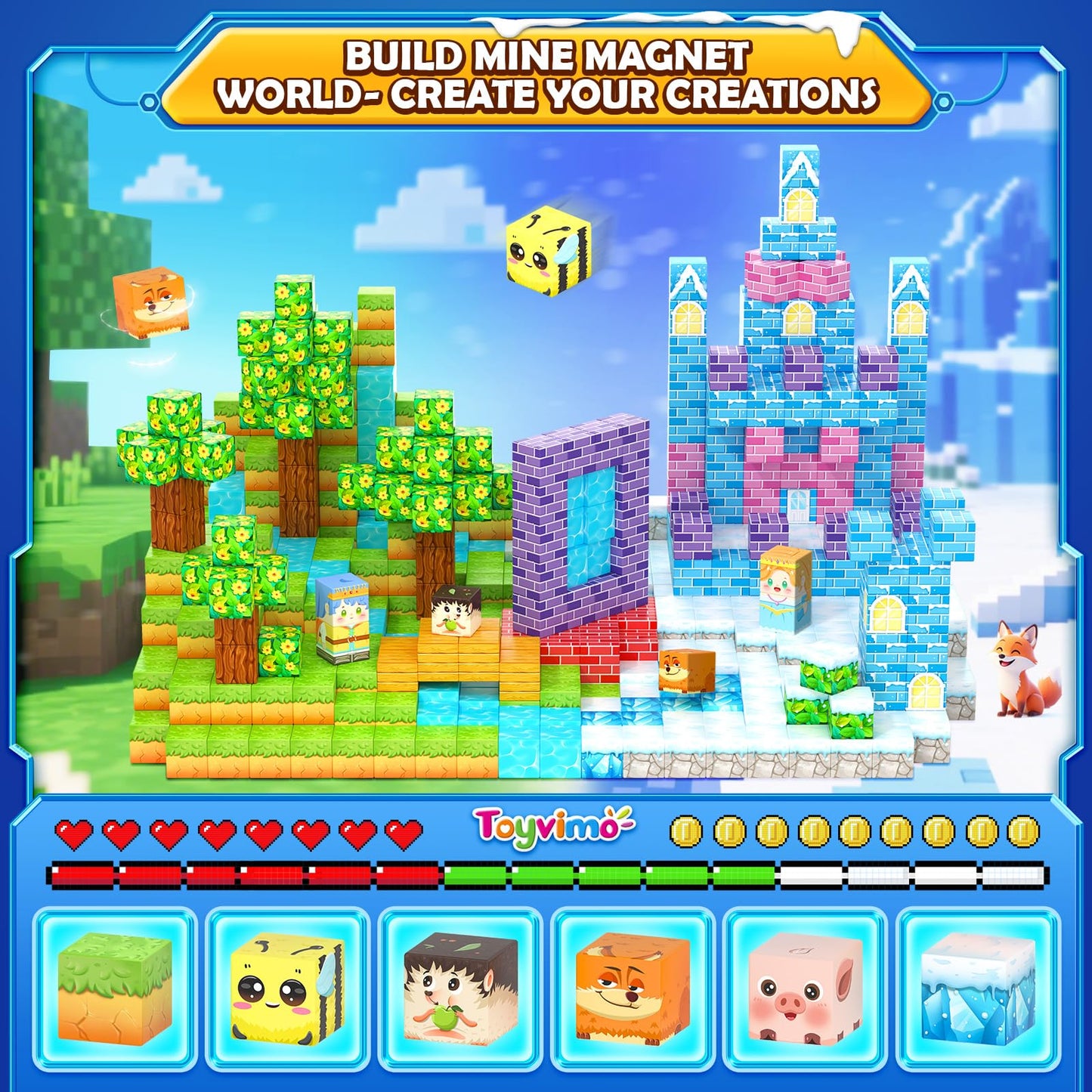 Magnetic Blocks 150PCS Magnet Building Blocks Girls Boys Toys Ages 3-5 6-8 10-12 STEM Building Kids Toys, Build Mine Magnet World Educational Gift for Boys and Girls Ages 3+