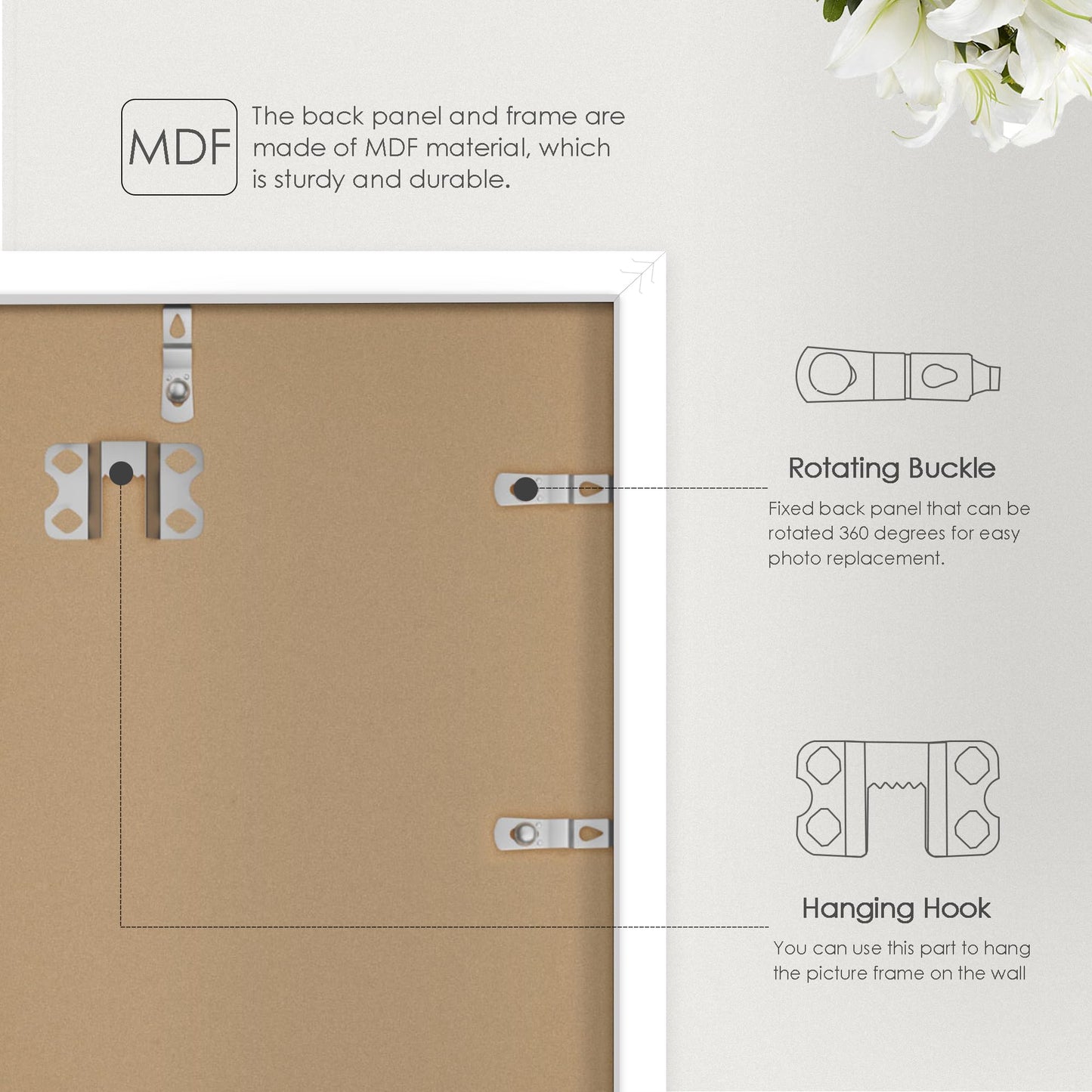 Fisnish 24x36 Poster Frame White, Poster Frames 24 x 36 inches or 24x36 Picture Frames with HD Plexiglass Durable and Scratch-proof for Horizontal or Vertical Wall Mounting, 1 Pack.