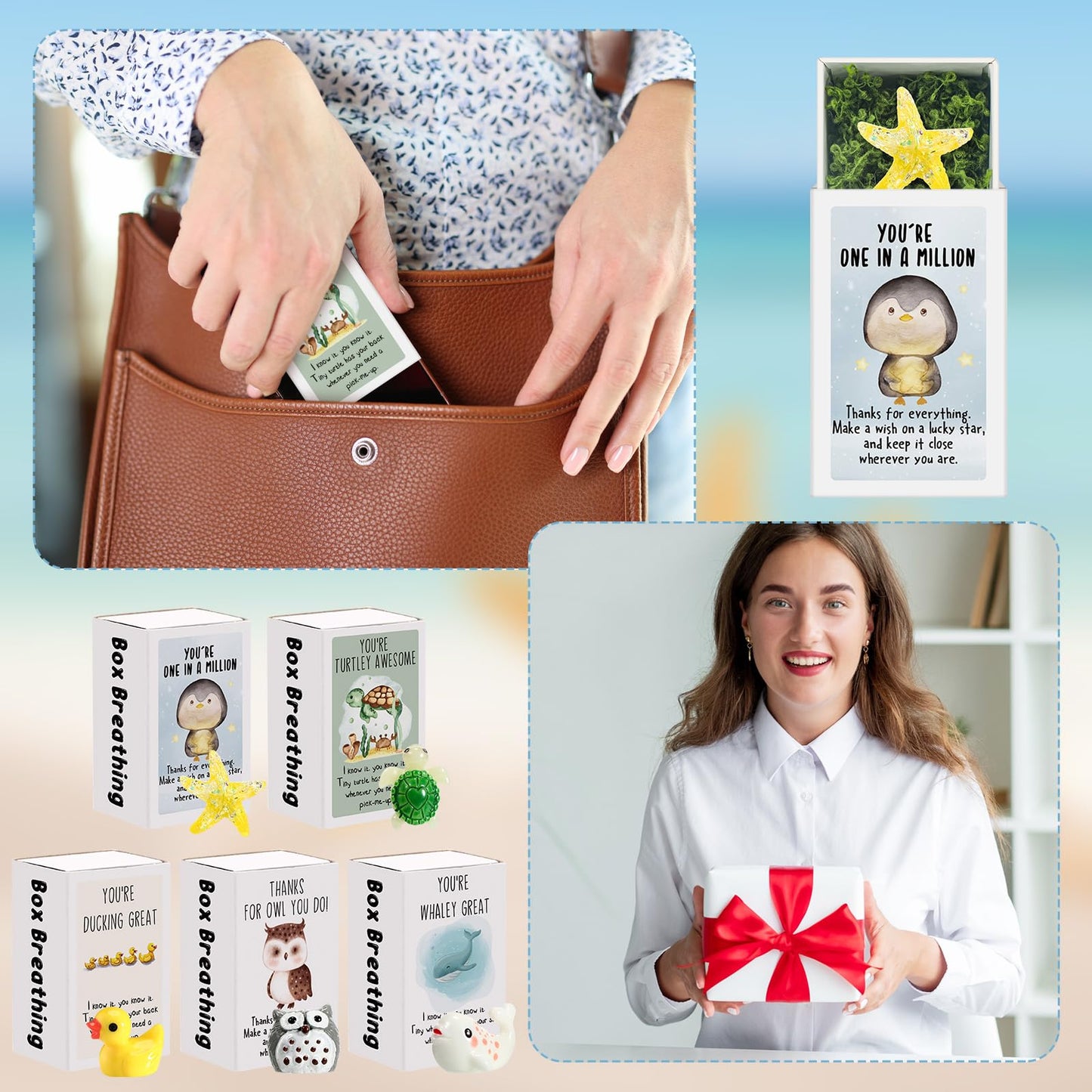 Cinnvoice 100 Set Bulk End of Year Student Gifts from Teacher Graduation Employee Appreciation Gifts Emotional Support Cute Resin Ornaments Positive Desk Pets with Mini Card Box (Duck)