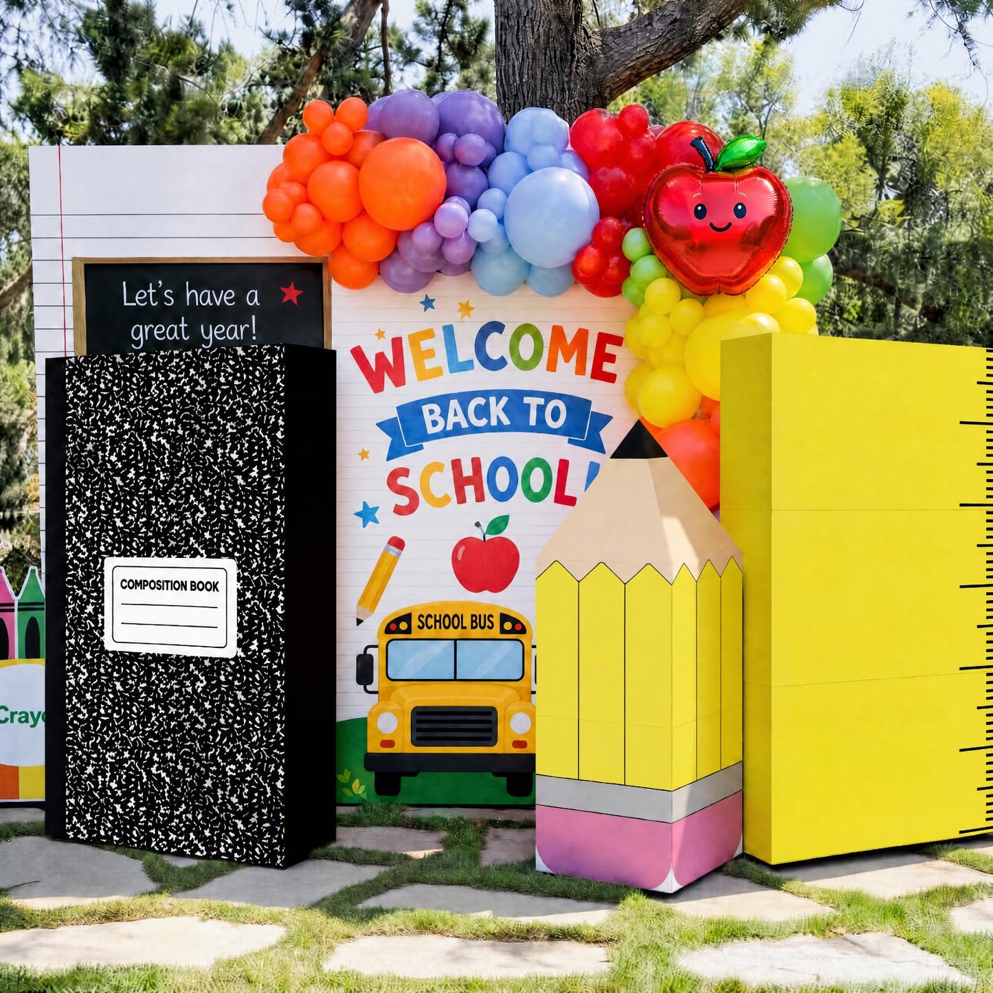 YooNotee 47.24" x 23.62" Kindergarten Graduation Decorations Preschool Decoration Giant Pencil Notebook Rulers Boxes Large Classroom Decor Class of 2026 Photo Booth Props for Preschool Kindergarten