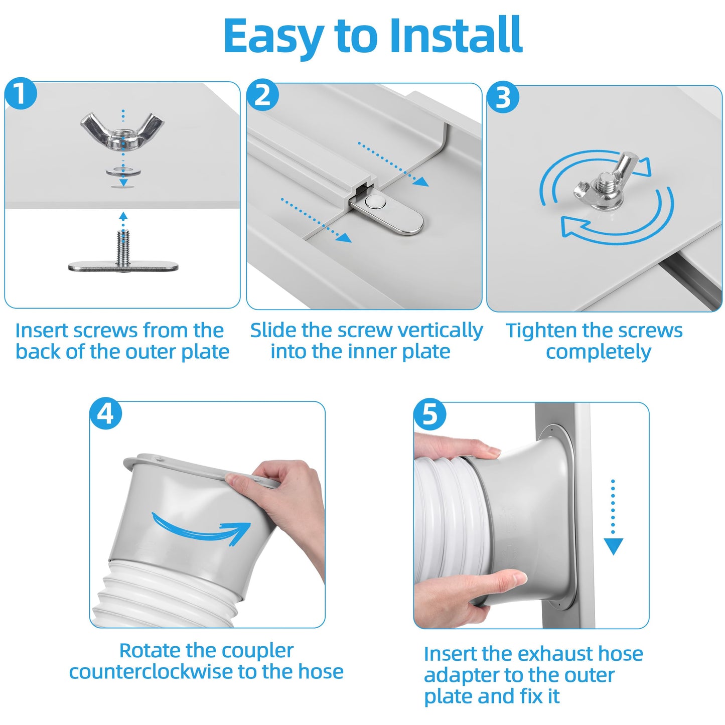 ForeverShine Portable Air Conditioner Window Vent Kit – Adjustable AC Window Kit Fits Sliding Horizontal & Vertical Windows, Includes 5.9” Exhaust Hose