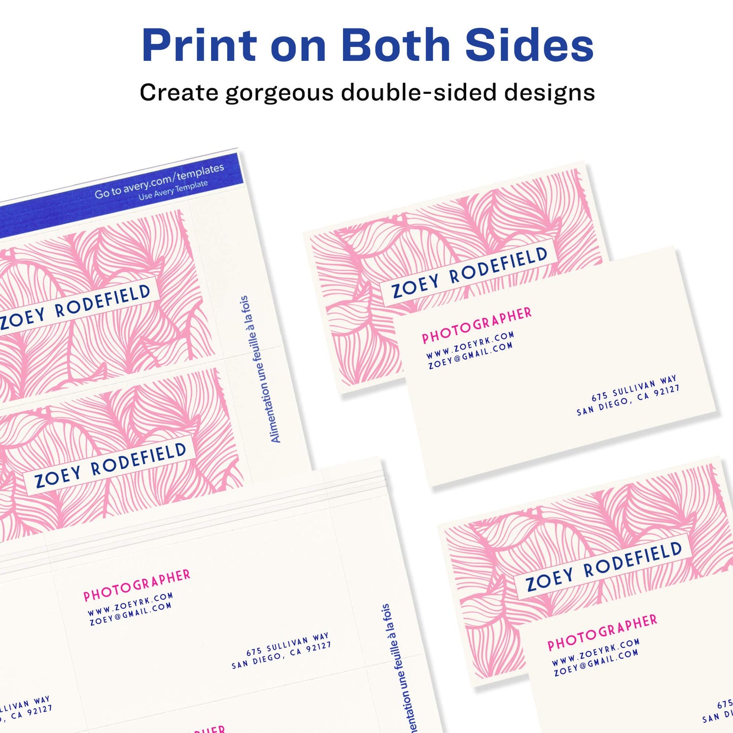 Avery Printable Business Cards with Sure Feed Technology, 2" x 3.5", White, 1,000 Blank Business Cards, Inkjet Printer Paper (8471)