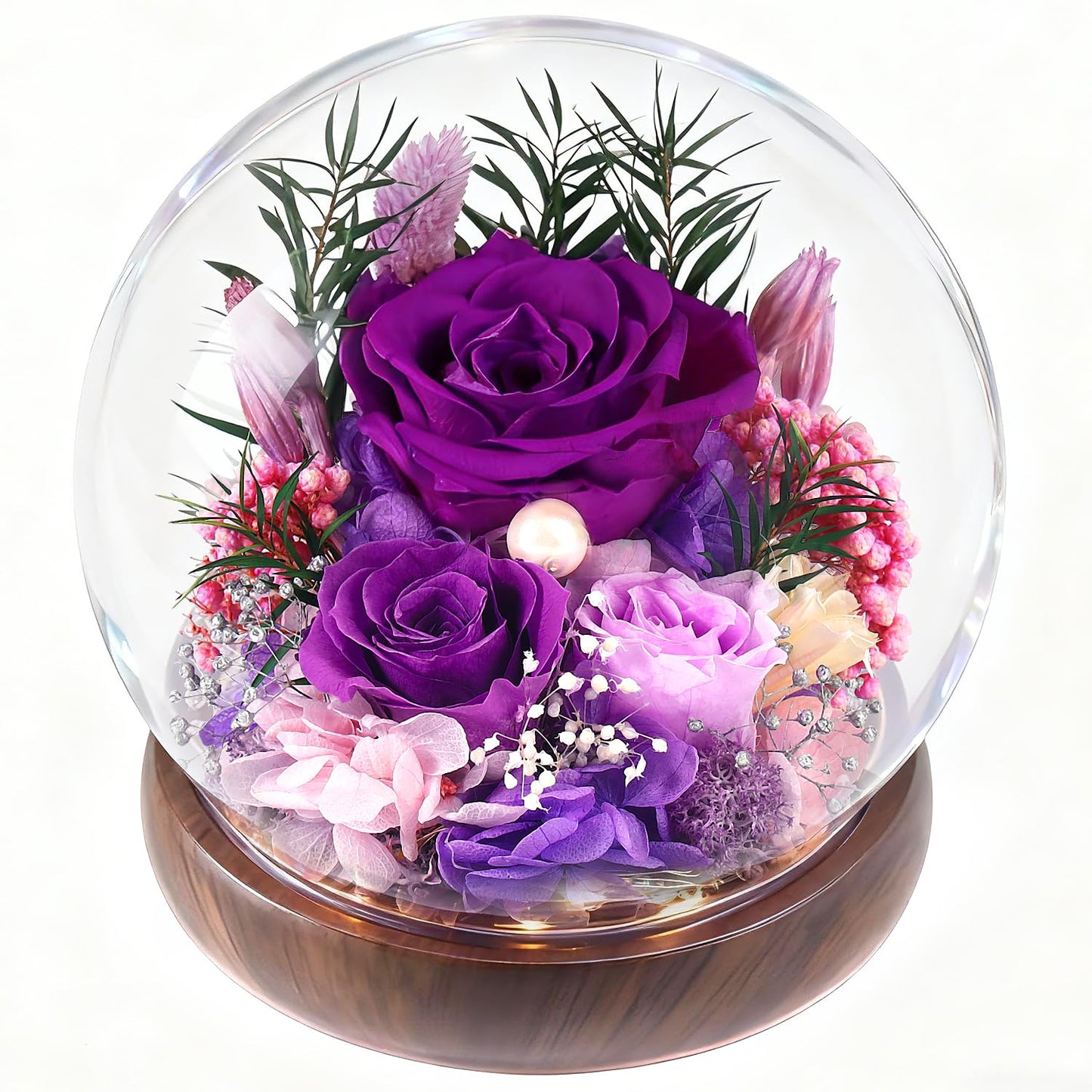ChosiaRose Preserved Flowers for Delivery - Preserved Roses Forever Flowers Gifts for Mom Grandma,Forever Purple Roses Gift in Acrylic Dome for Her Birthday Flower Gift for Women Wife Mother Valentine