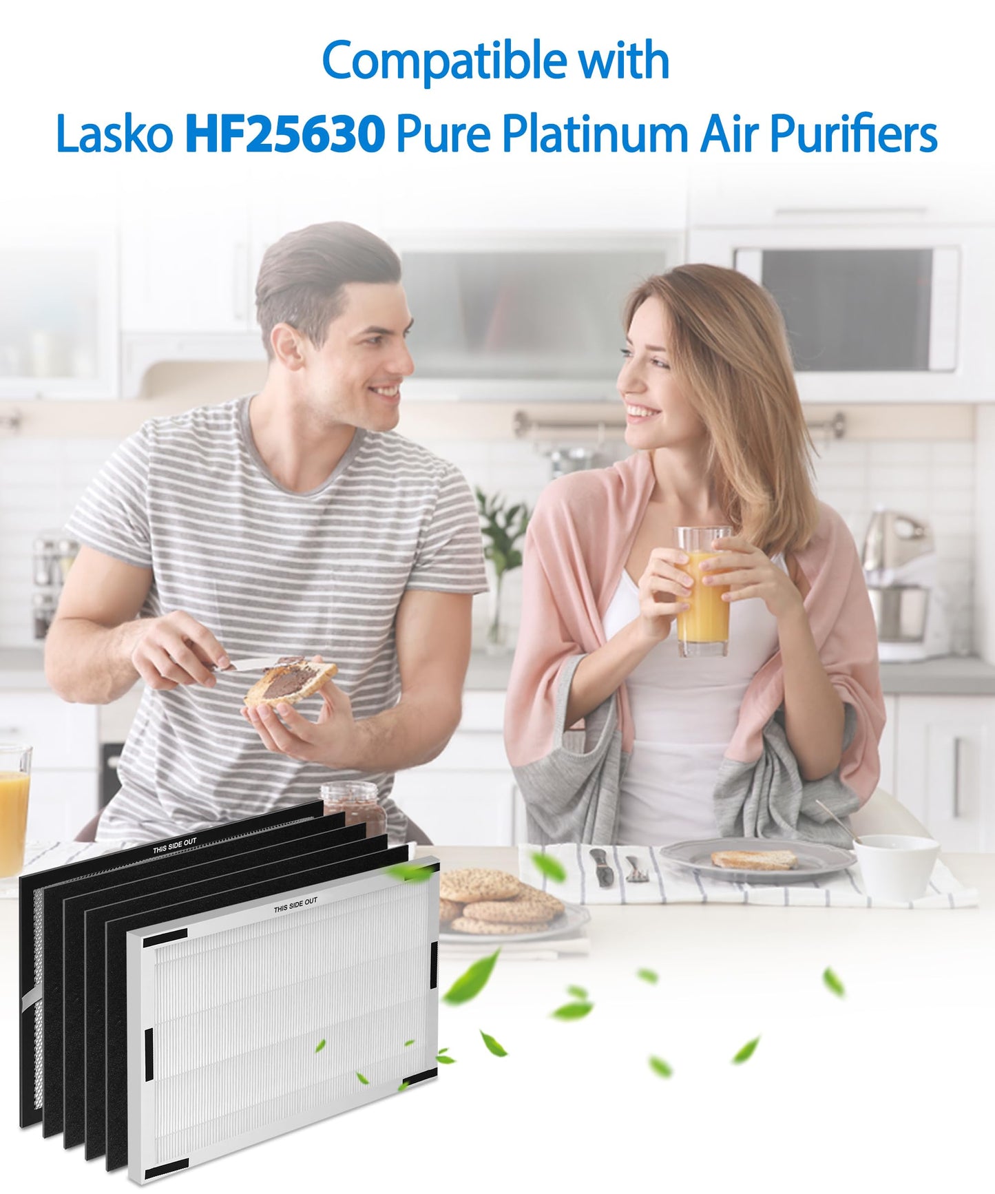 Facecool YY25630 Replacement Filter Compatible with Lasko HF25630 Pure Platinum Air Purifier, H13 True HEPA Filter + Aluminum honeycomb + 4 Carbon Pre-Filters, Medium